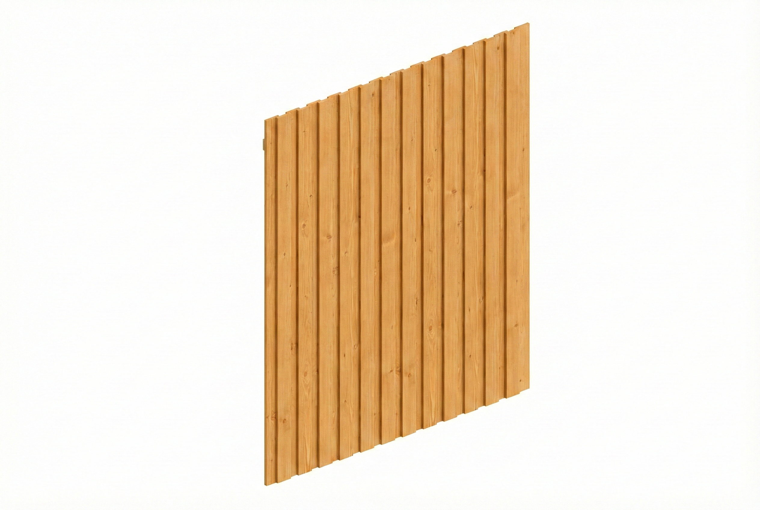 Paroi latérale panneaux à lattes verticales 230 x 330 cm, épicéa, chêne clair