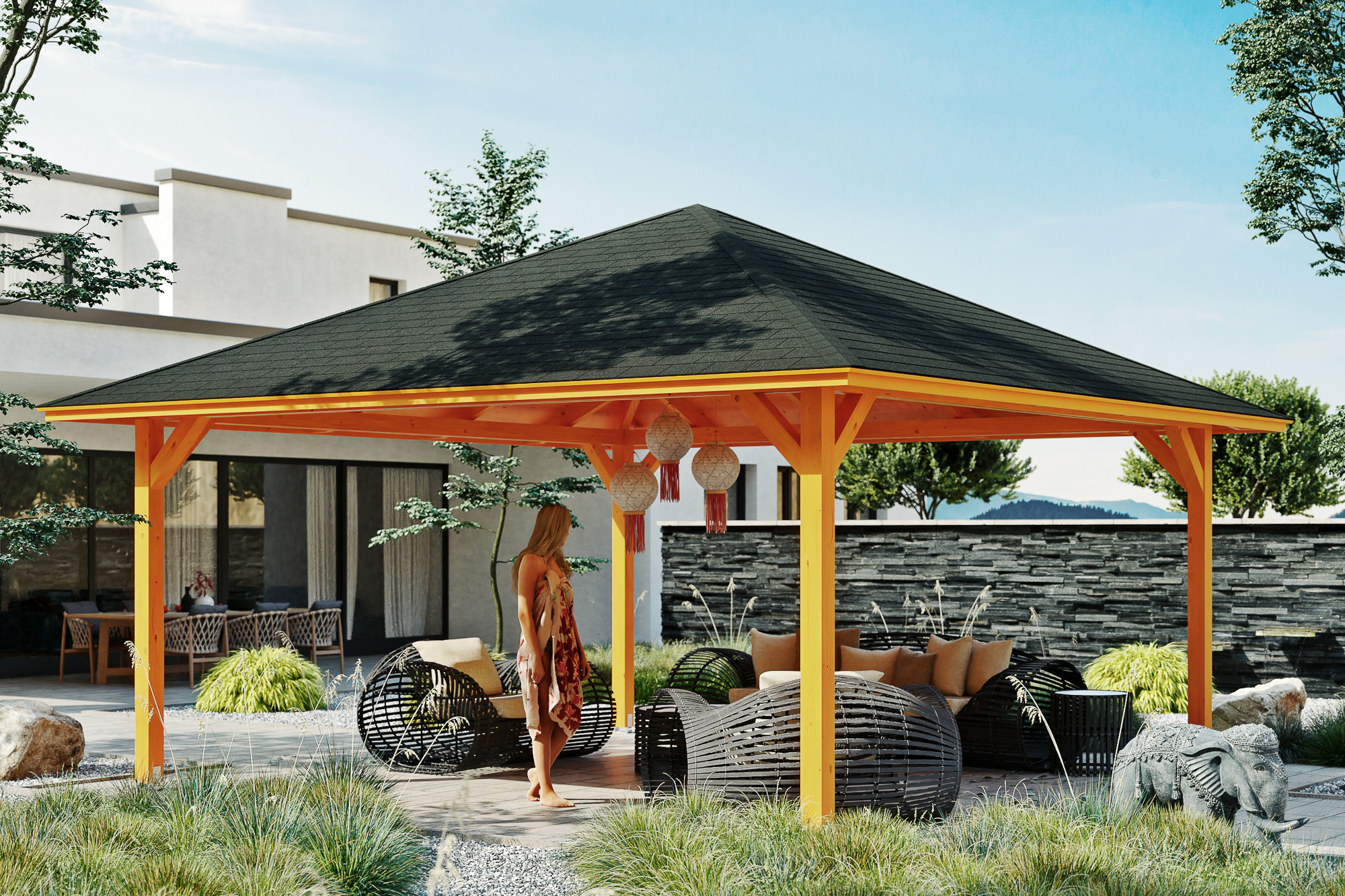 Ambientebild: Pavillon Cannes 4, farblich behandelt in eiche hell