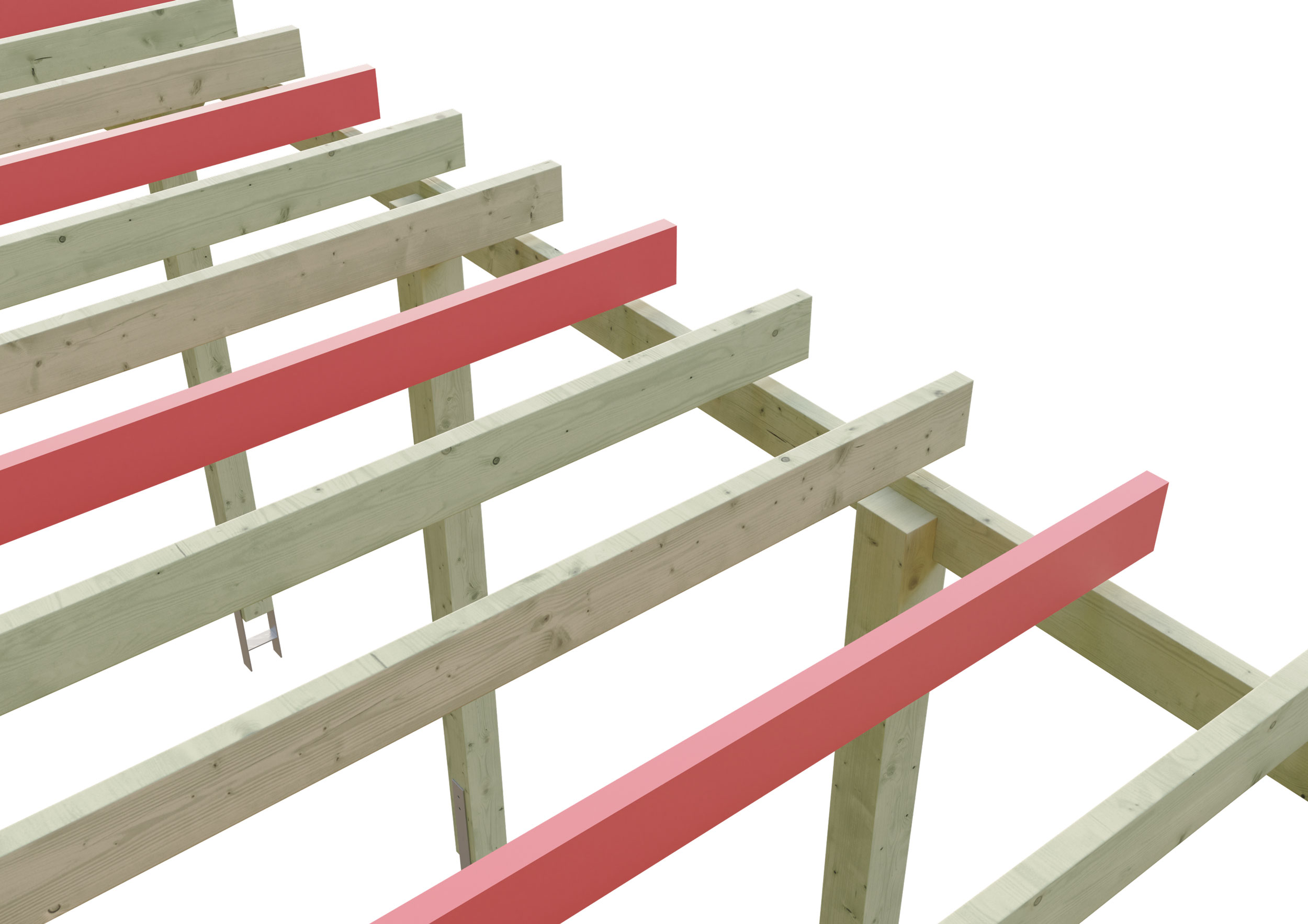 Snow load for double carport, depth up to 555 cm, green impregnated