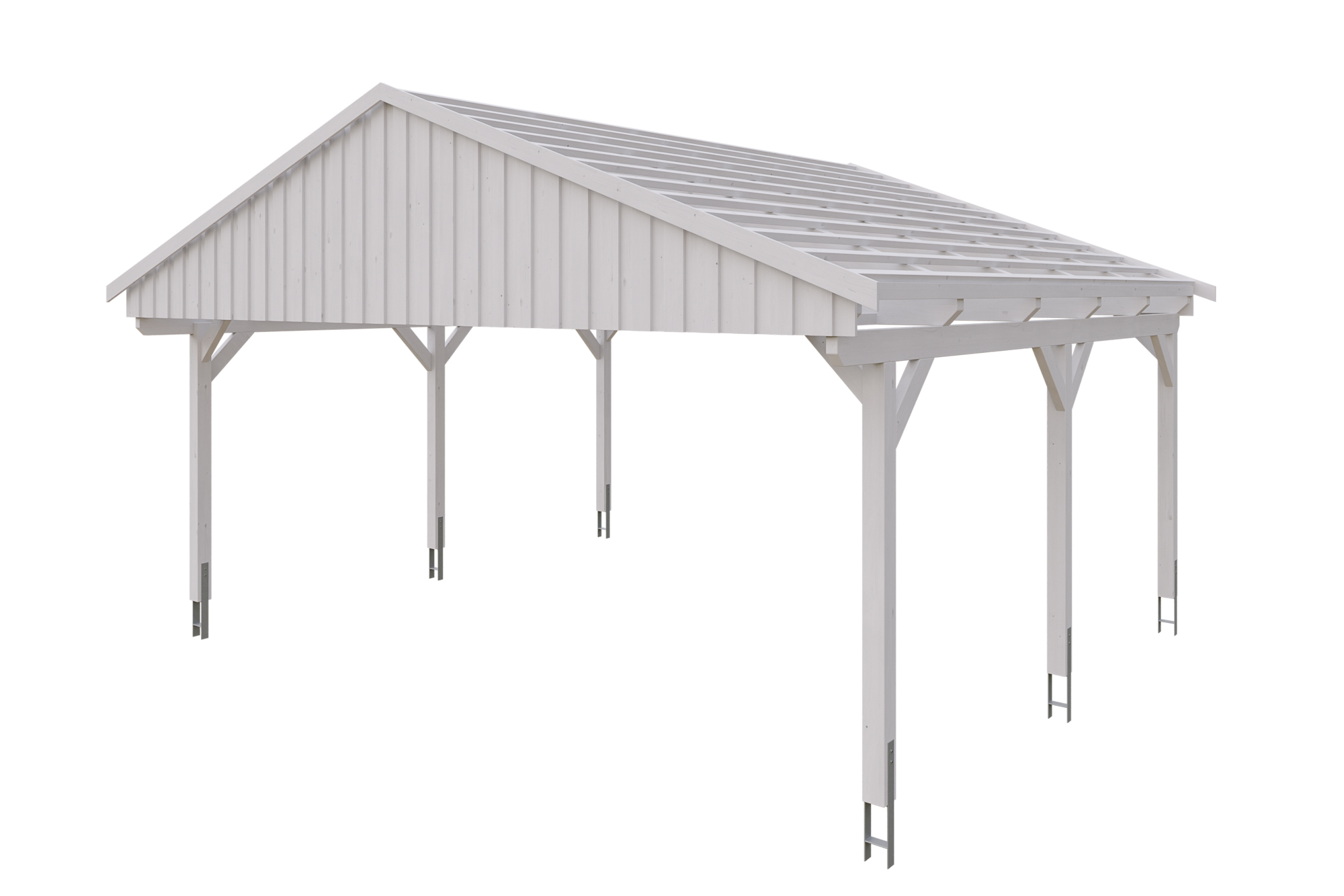 Produktbild: Carport Fichtelberg 618 x 566 cm, farblich behandelt in weiß, mit Dachlatten