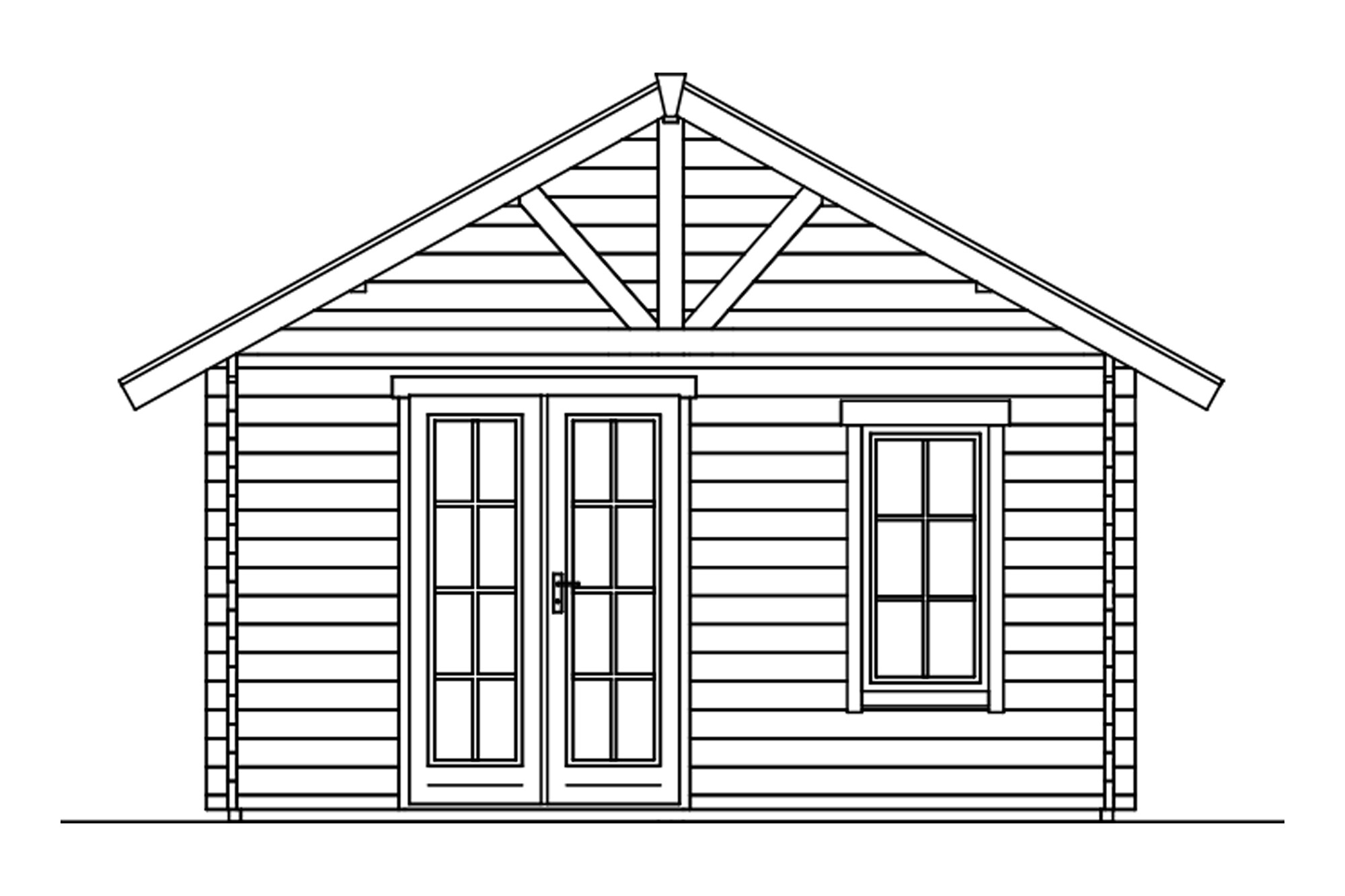 Log cabin Bern 4, 420 x 660 cm with 2. layers of roof boards, untreated