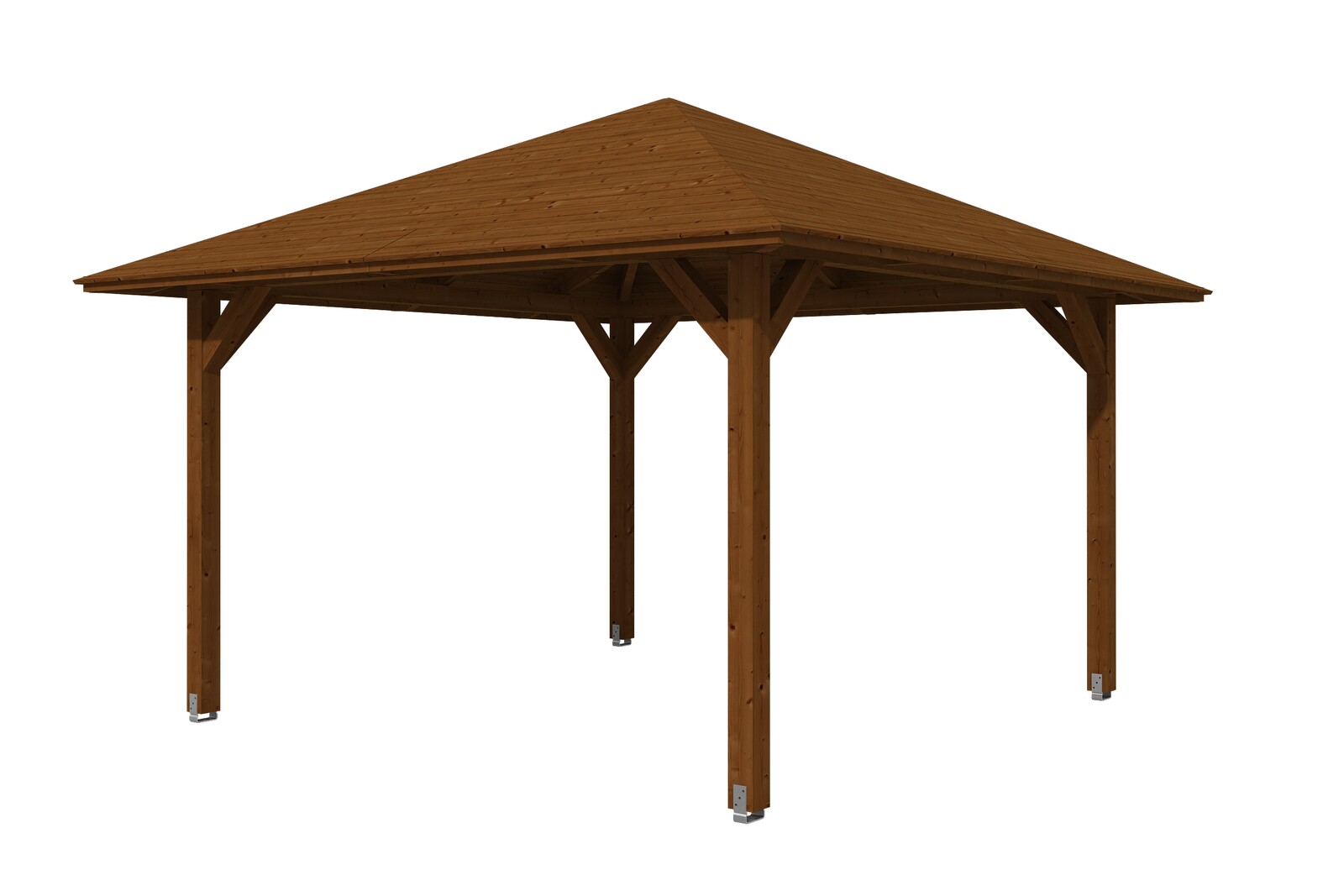 Paviljoen Cannes maat 2, 439 x 439 cm, vierhoekig, gelakt in noten