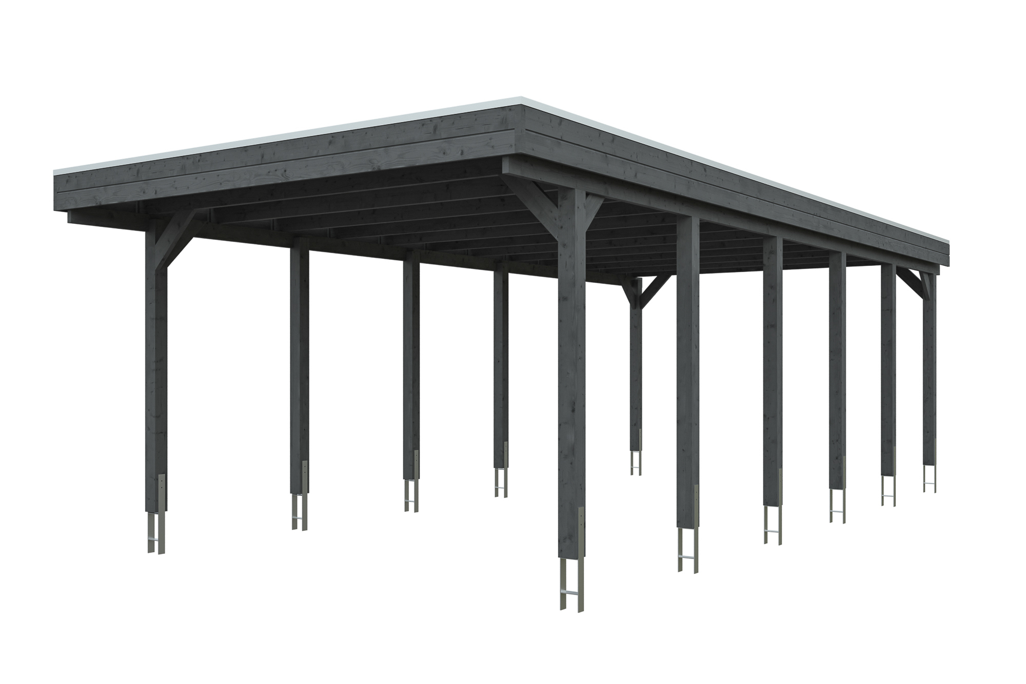 Produktbild: Carport Friesland 397 x 860 cm, farblich behandelt in schiefergrau
