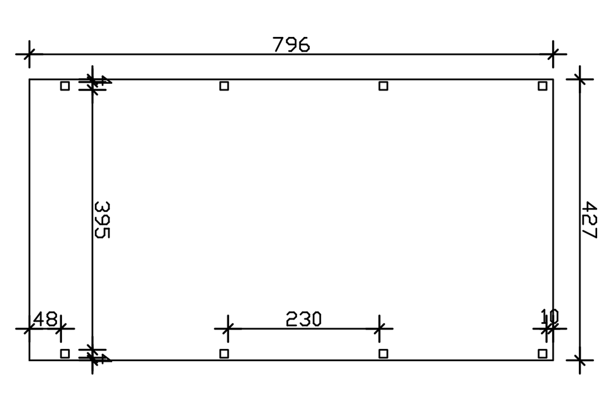 Grafik (Grundriss): Carport Grunewald 427 x 796 cm