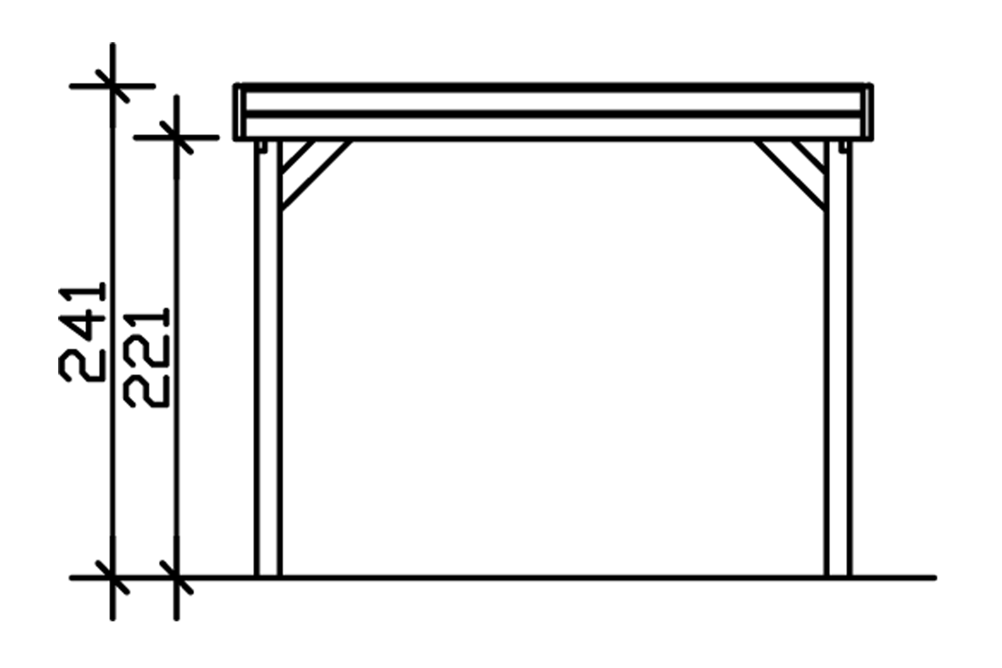 Grafik (Vorderansicht): Carport Friesland 314 cm Breite