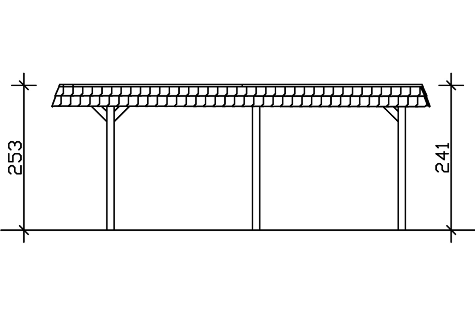 Carport WENDLAND 630x637cm, toit en aluminium, bandeau rouge, bois lamellé-collé, non traité