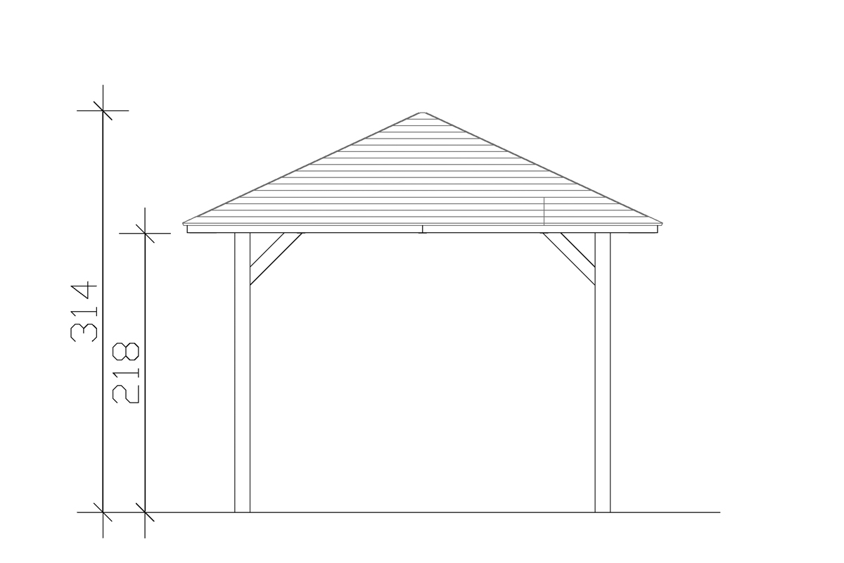 Grafik (Vorderansicht): Pavillon Cannes 374 x 374 cm