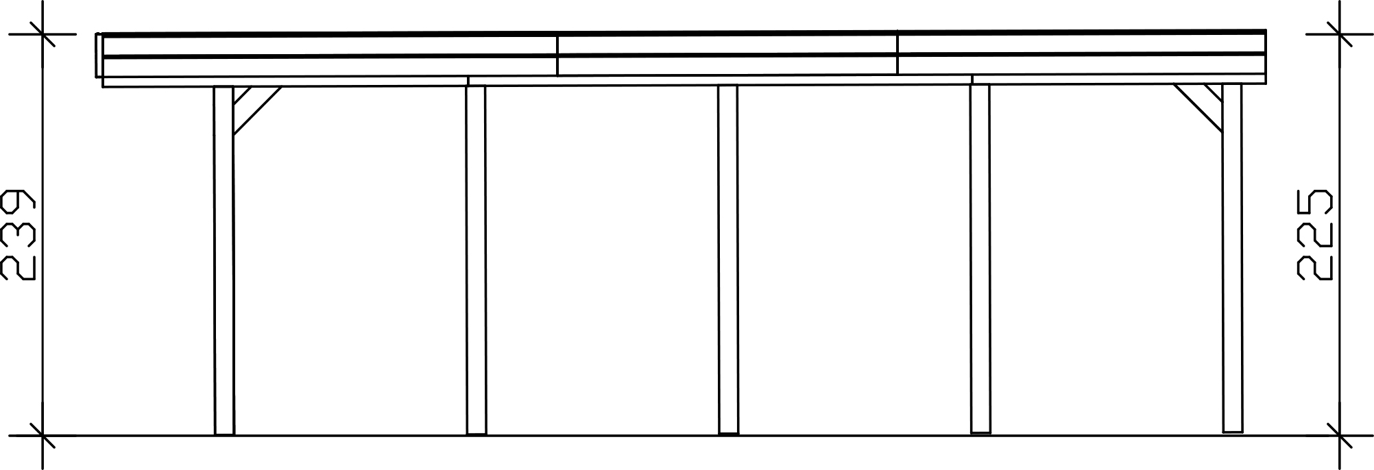 Carport Friesland 320 x 708 cm, met dakplaten, leigrijs