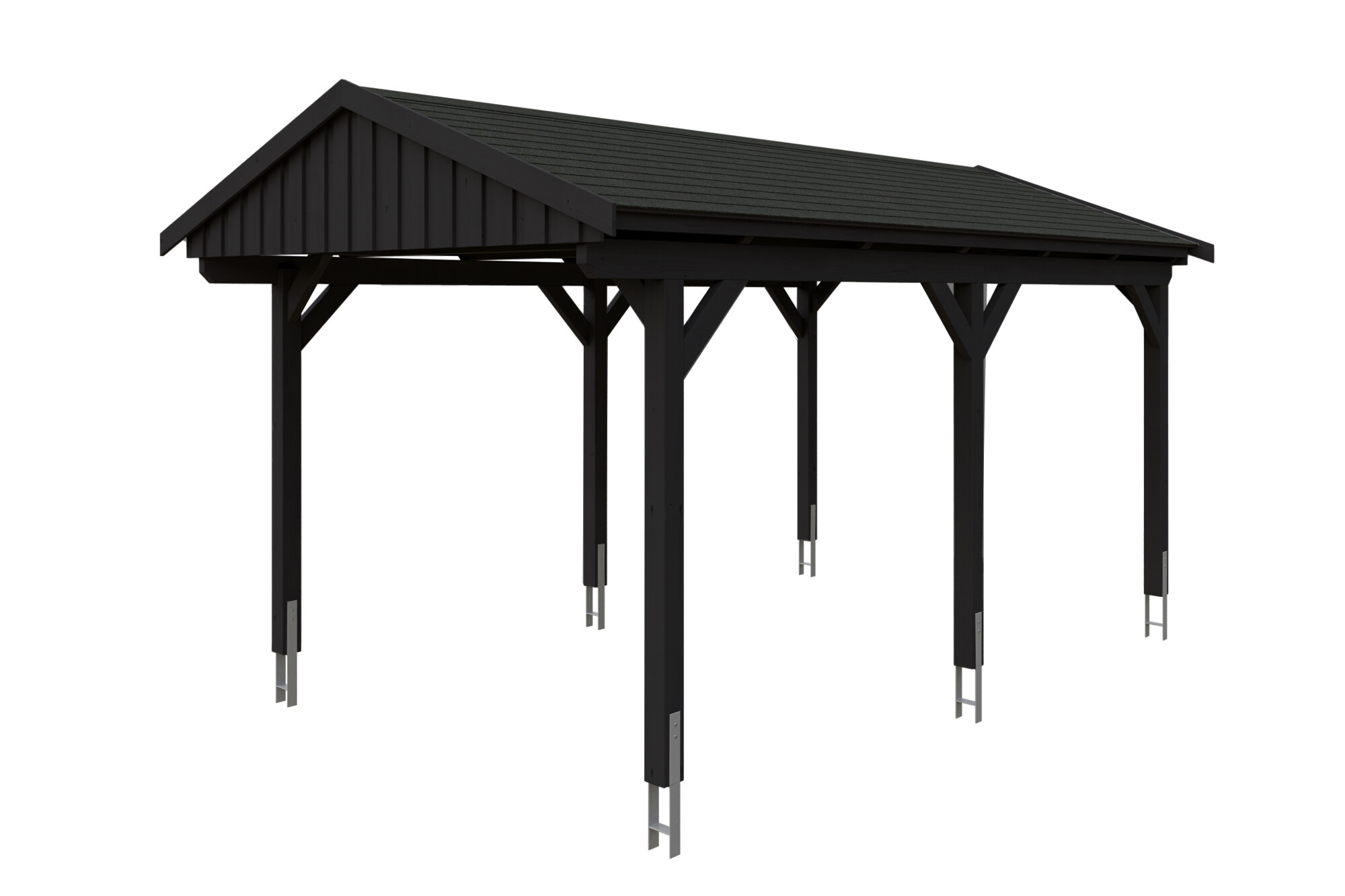 Carport Fichtelberg 317 x 566 cm, schwarze Schindeln, anthrazit