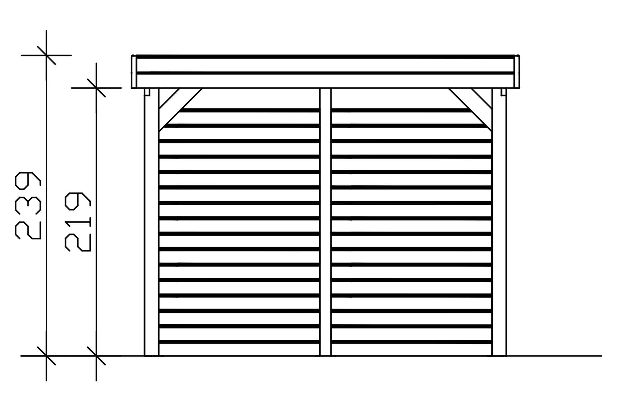 Carport Friesland Set B, 320 x 708 cm, mit Abstellraum, grün imprägniert