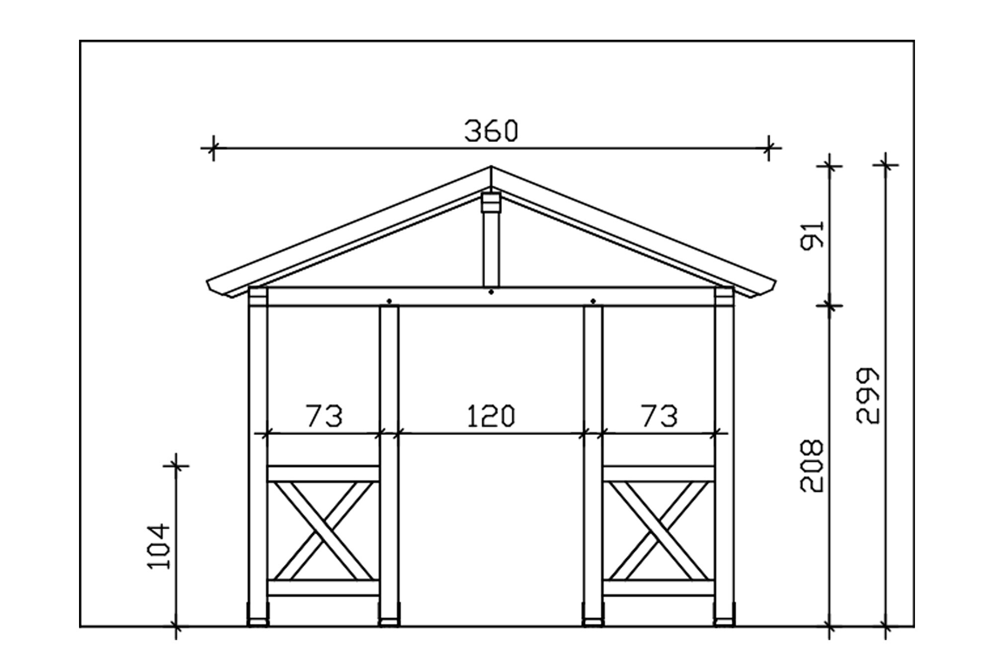 Canopy Stralsund type 5, 360 x 139 cm, untreated