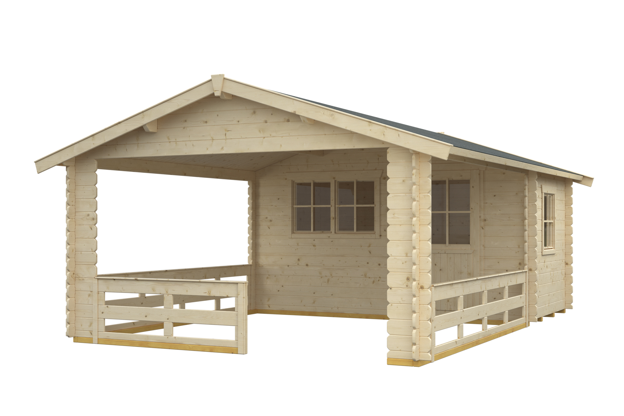 Abri de jardin ALICANTE 380x513cm, avec remise 380x150cm, 28mm, non traité