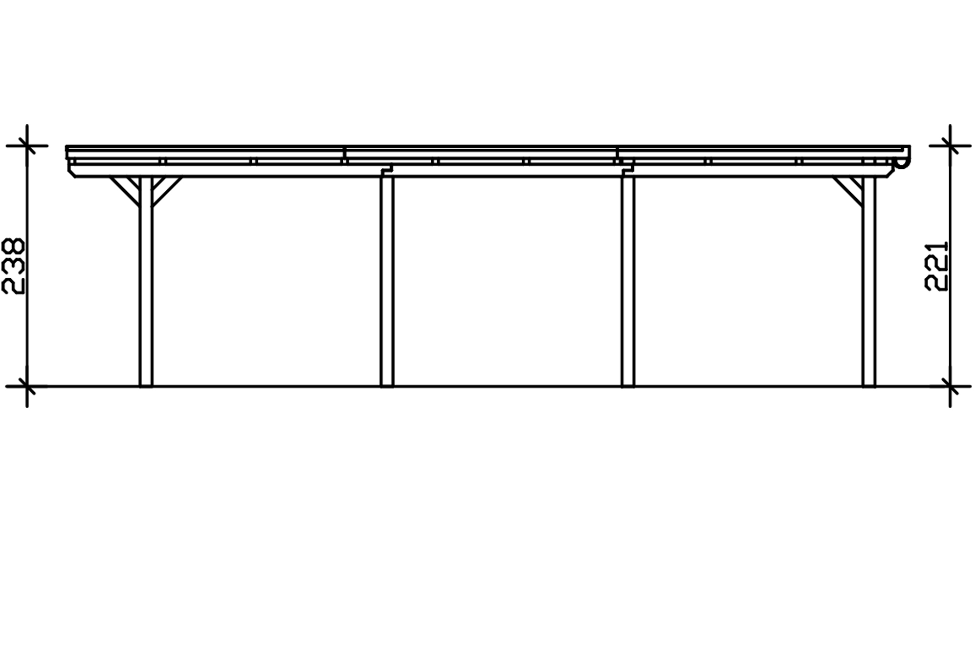 Grafik (Schnitt): Carport Emsland 354 x 846 cm