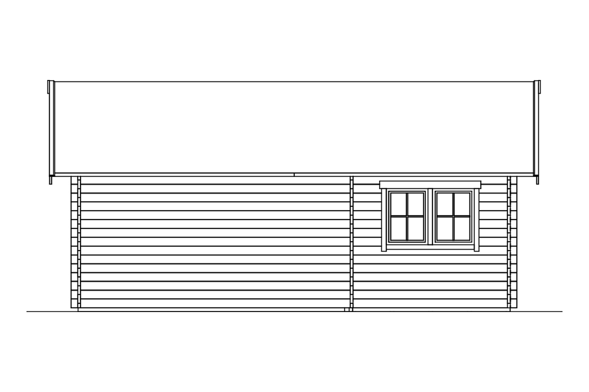 Log cabin Bern 4, 420 x 660 cm with 2. layers of roof boards, untreated