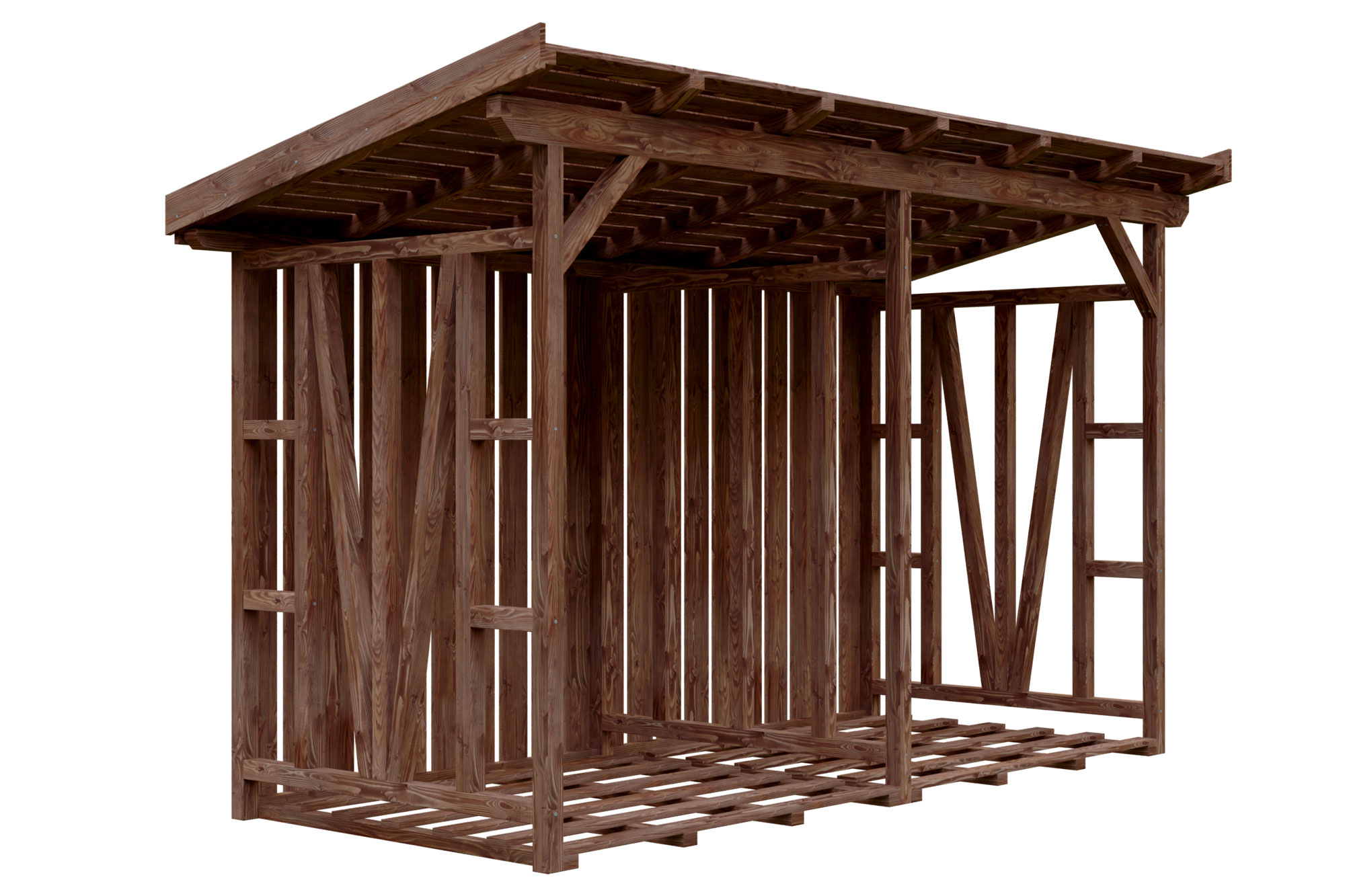 Wood store Max 2, 370 x 160 cm, walnut