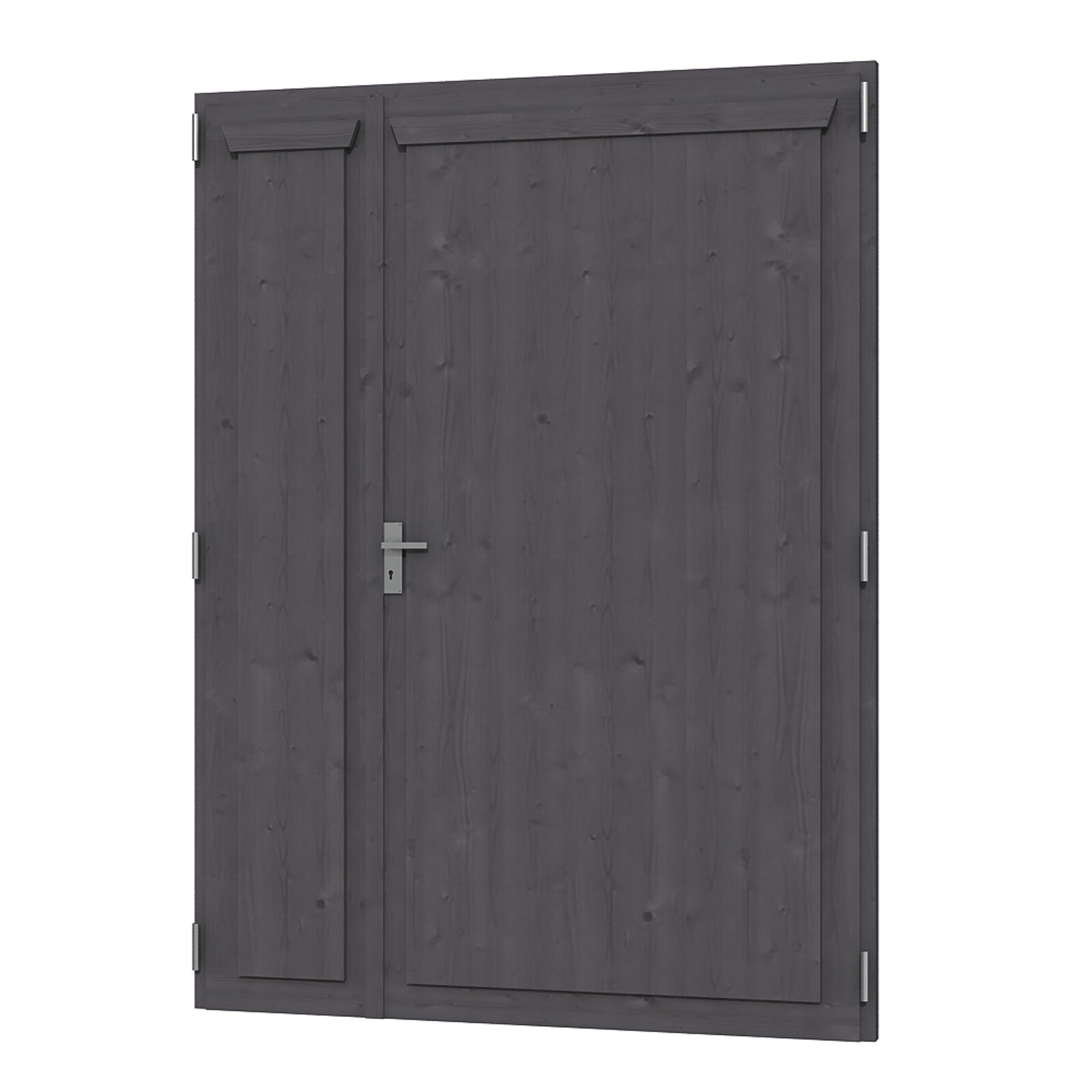 Porte double 148 x 198 cm, dimensions de passage 136,5 x 192 cm, traitement coloré gris ardoise