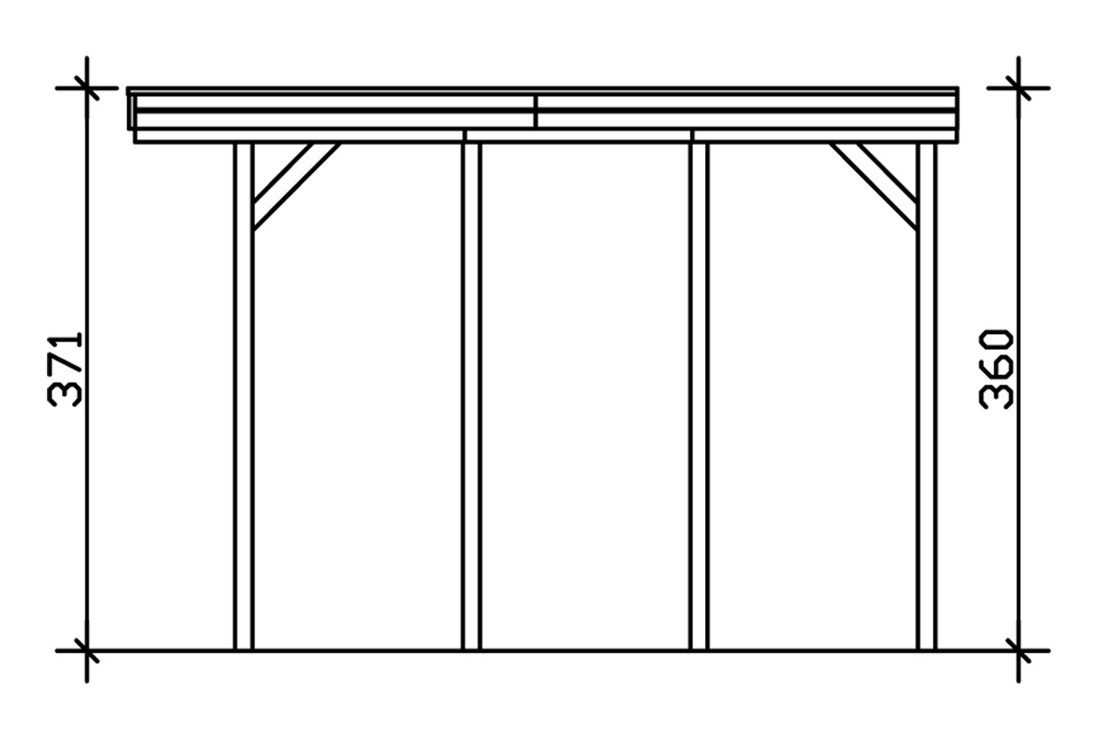 Caravan-Carport Friesland 397 x 555 cm, groen geïmpregneerd, met Aluminium dakplaten