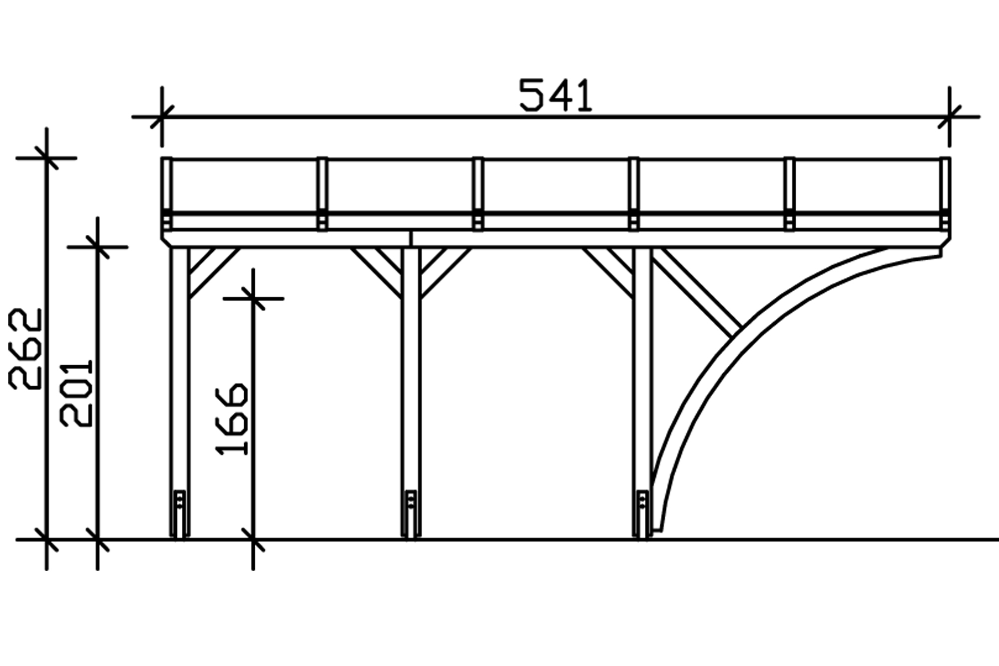 Carport Eifel 300 x 541 cm, met 1 inrijboog, met polycarbonaatplaten, onbehandeld