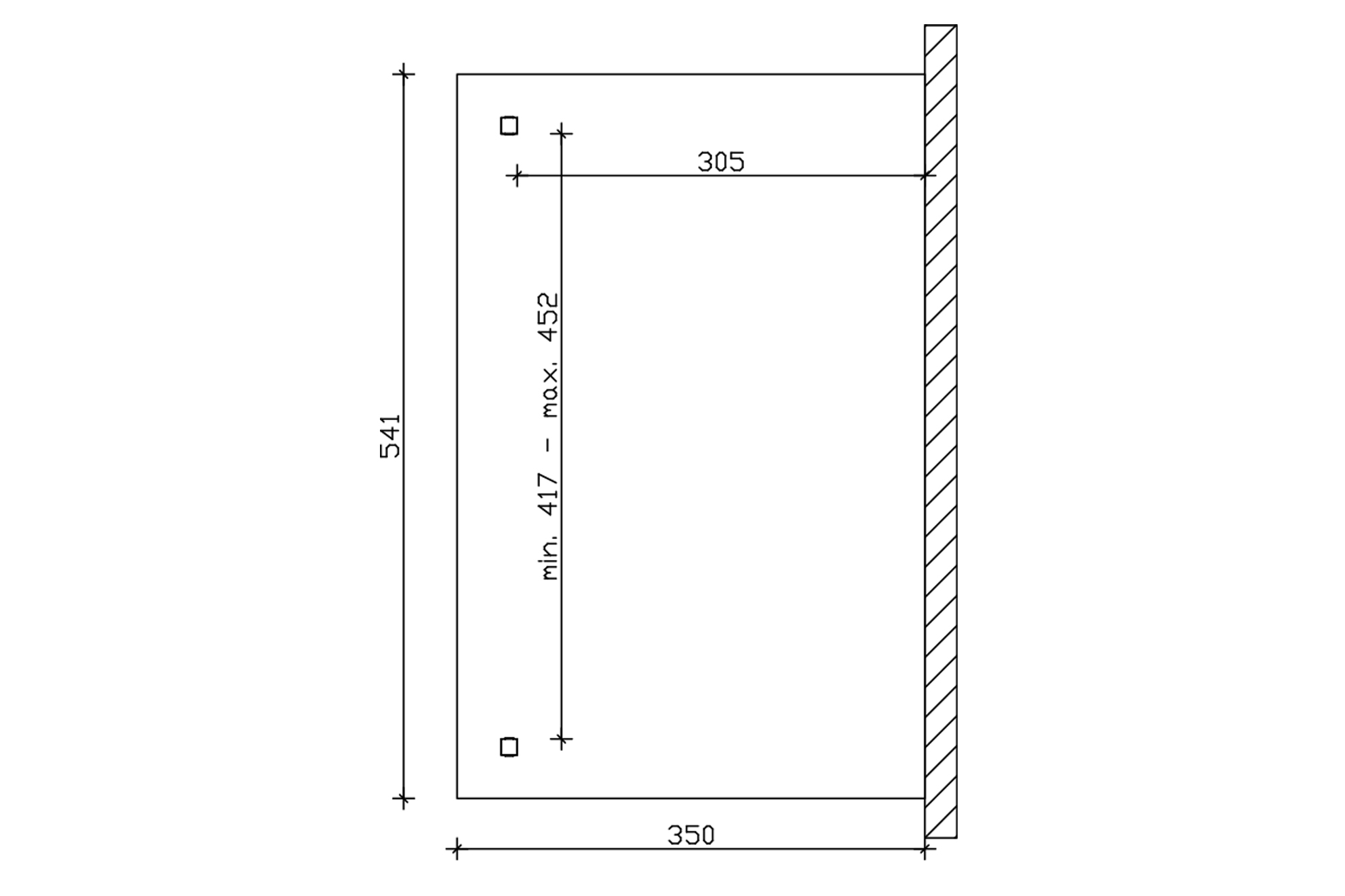 Grafik (Grundriss): Terrassenüberdachung Ravenna 541x350 cm