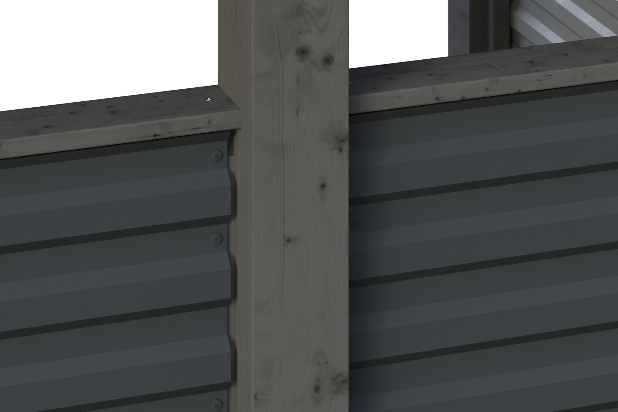 Detailbild: Aluminiumwand beim Carport Friesland, farblich behandelt in schiefergrau