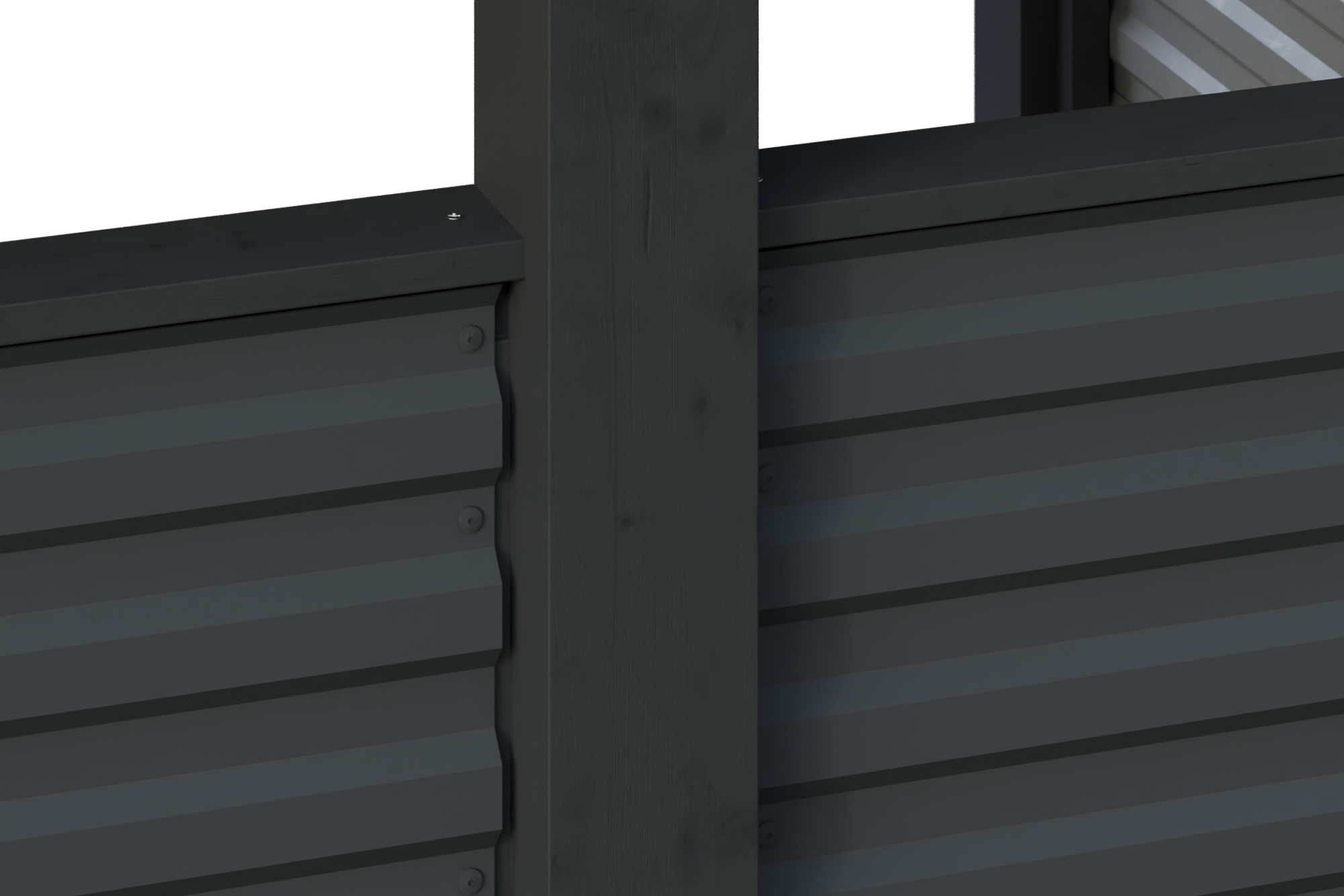 Detailbild: Aluminiumwand beim Carport Friesland, farblich behandelt in anthrazit