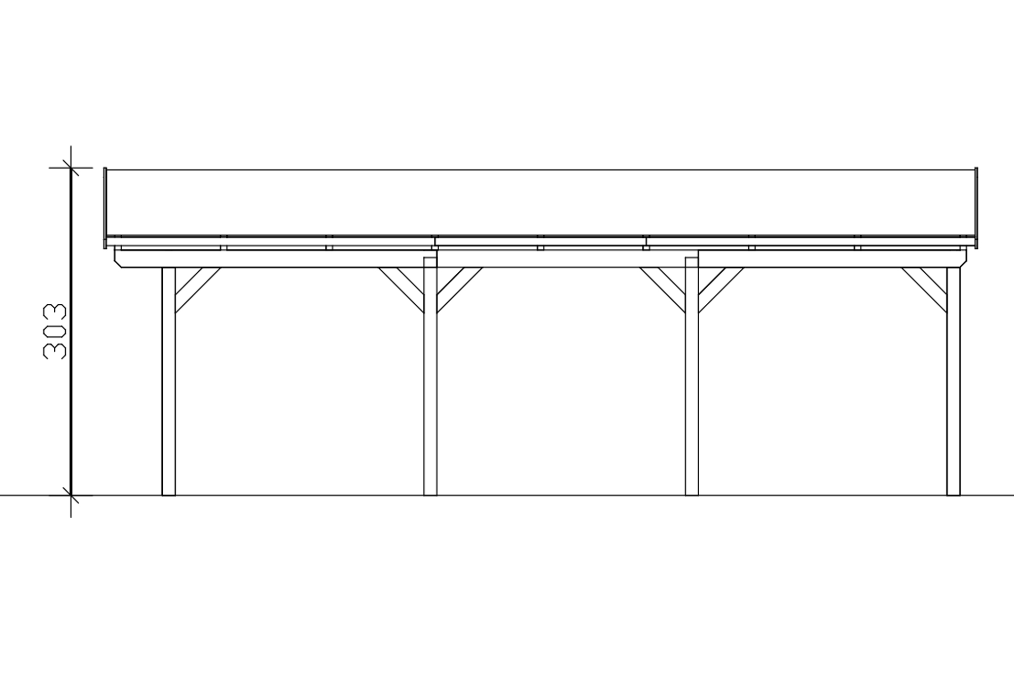 Carport Fichtelberg 317 x 808 cm, zwarte dakshingels, gelakt in licht eiken