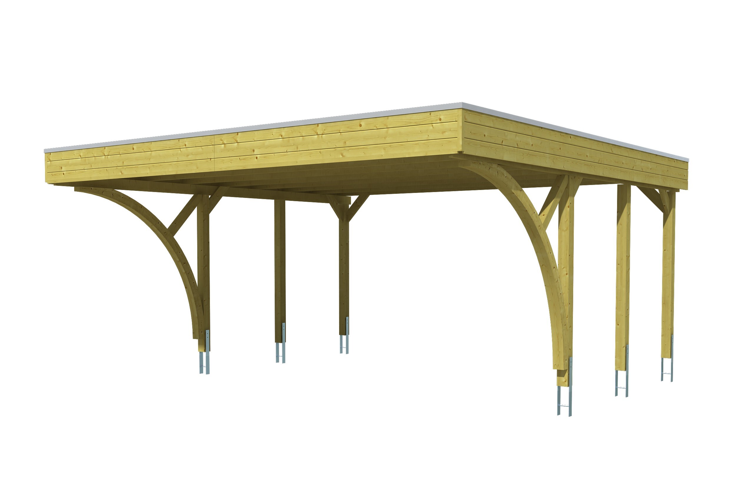 Carport Friesland 557x555cm Set 8, avec 2 arcs, bois résineux imprégné vert