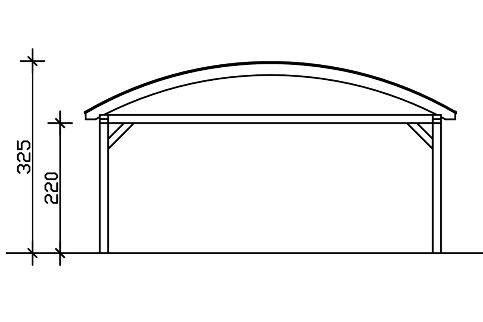 Bogendach-Carport Franken 635 x 969 cm, weiß