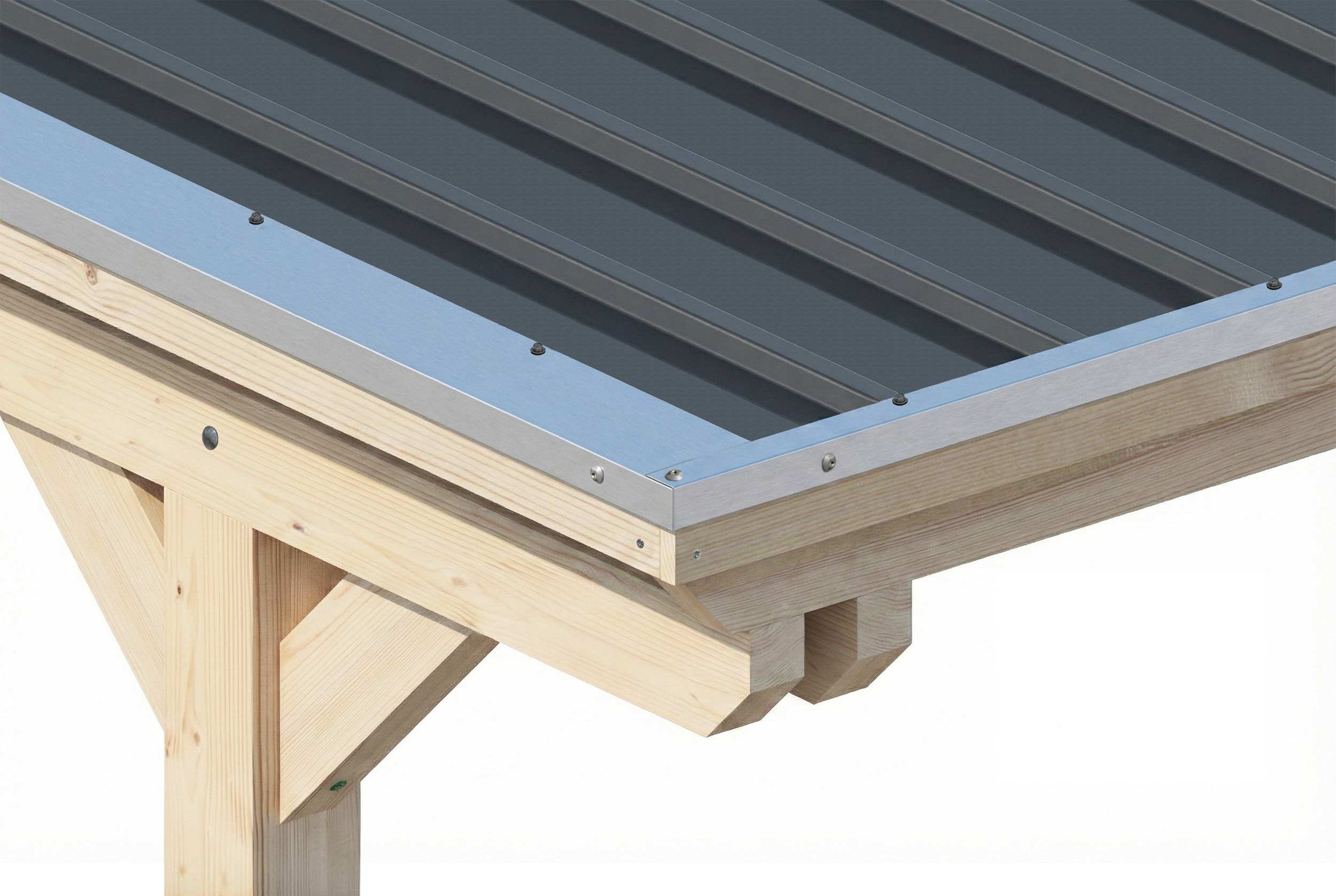 Carport Emsland 340 x 604 cm, Stahl-Dachplatten mit Antikondensvlies, natur
