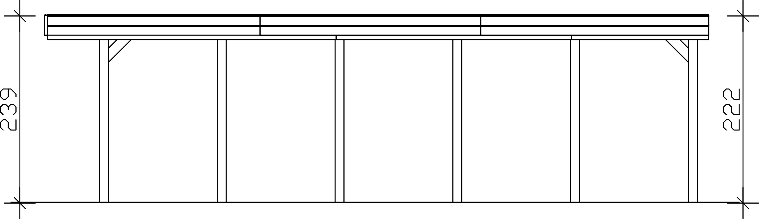 Carport Friesland 402 x 860 cm, mit EPDM-Dach, nussbaum