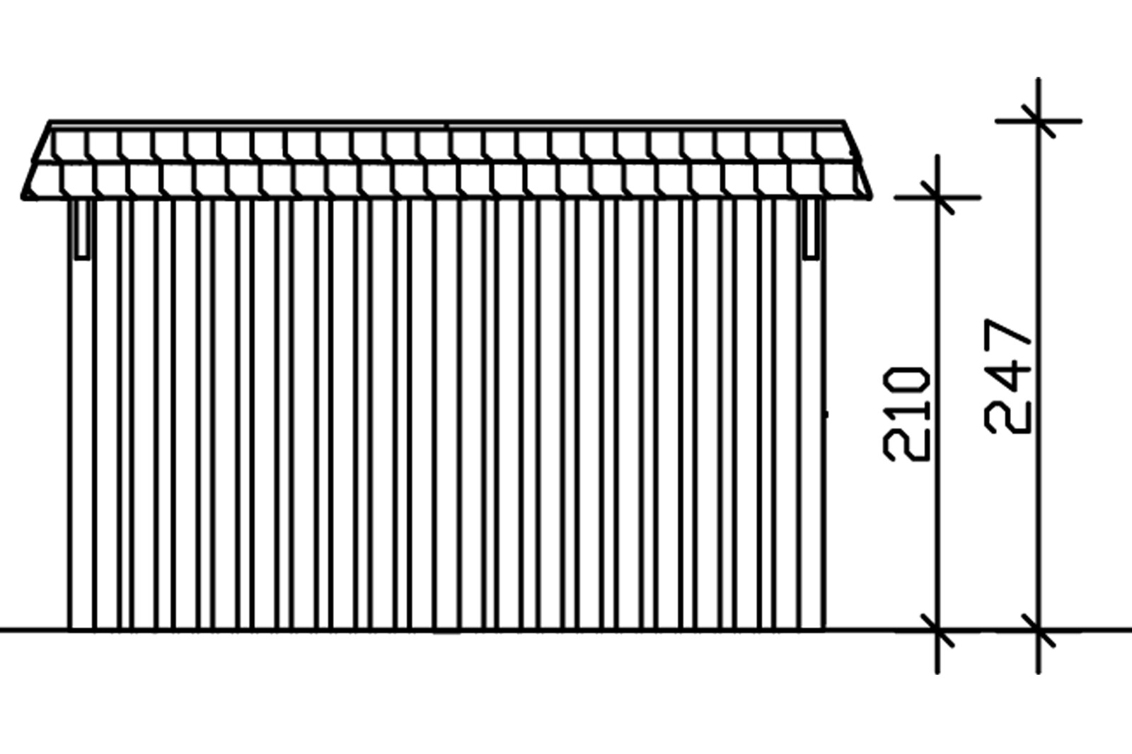 Carport WENDLAND 409x870cm avec remise, toit en aluminium, bandeau rouge, bois lamellé-collé, traitement coloré noyer