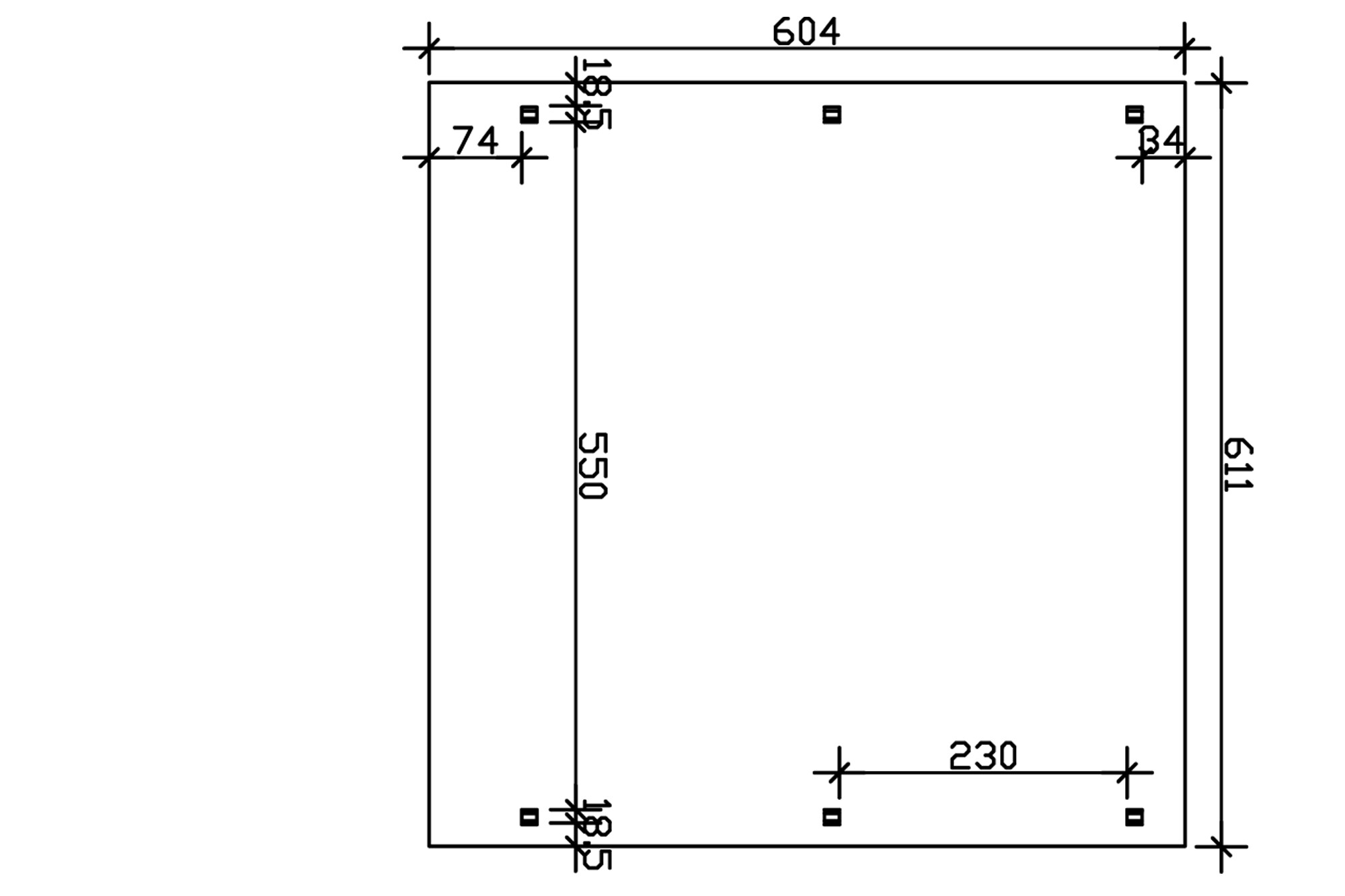 Carport SPESSART 611x604cm, bois lamellé-collé, non traité