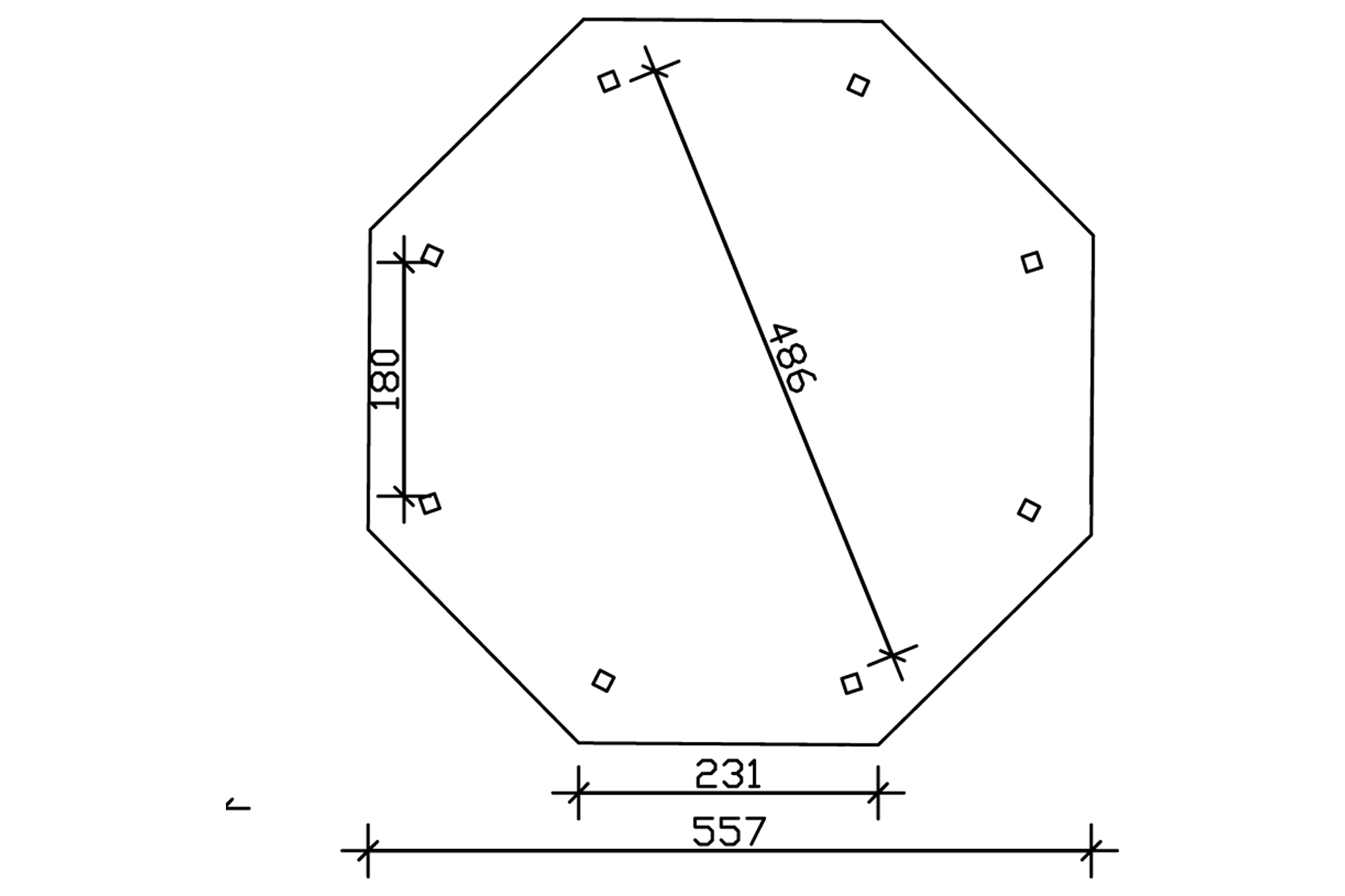 Gloriette NICE 3 (ø 557cm) octagonales, bois lamellé-collé, traitement coloré chêne clair