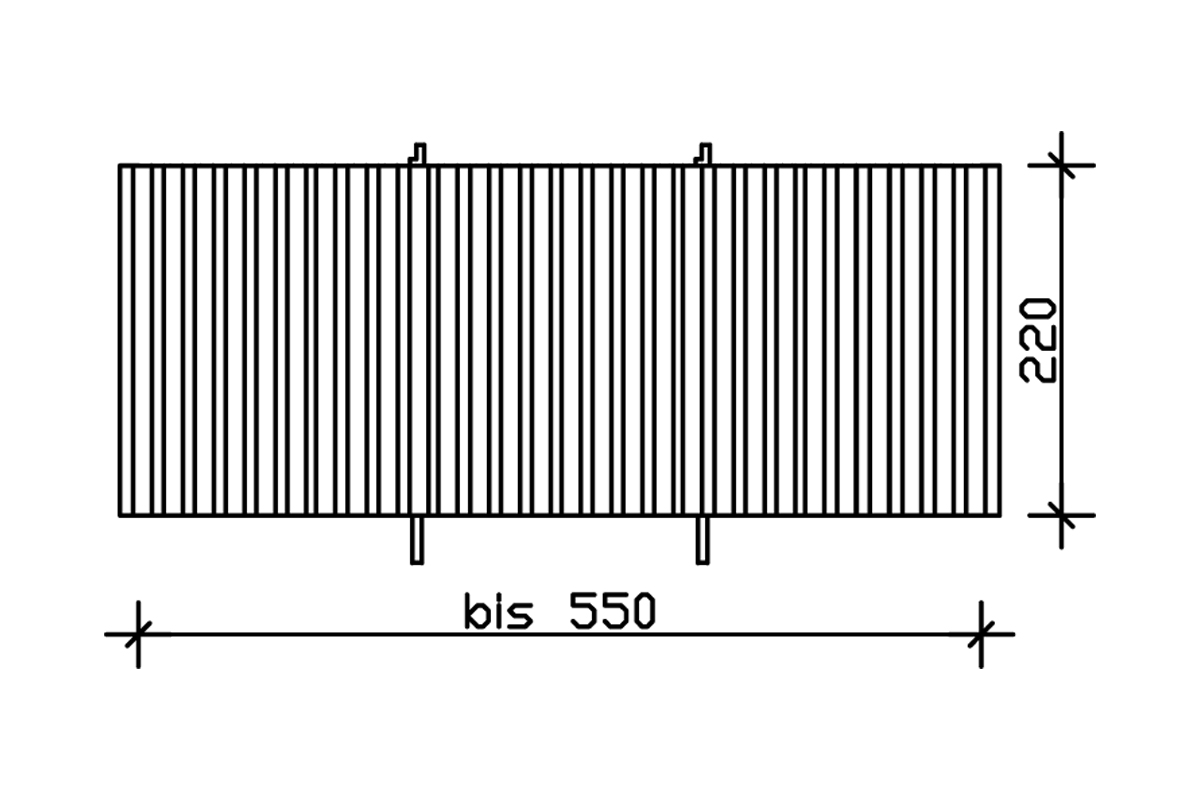 Achterwand van afdekbetimmering 550 x 220 cm, sparrenhout, onbehandeld