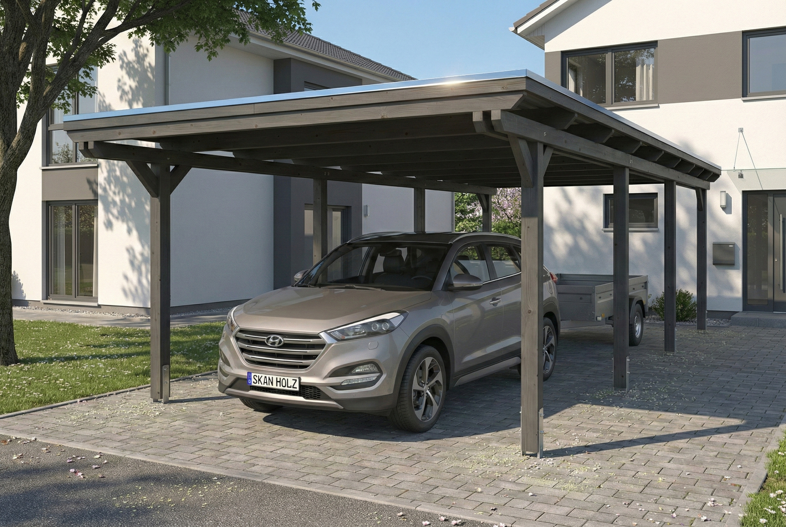Carport Emsland 402 x 846 cm mit EPDM-Dach, anthrazit