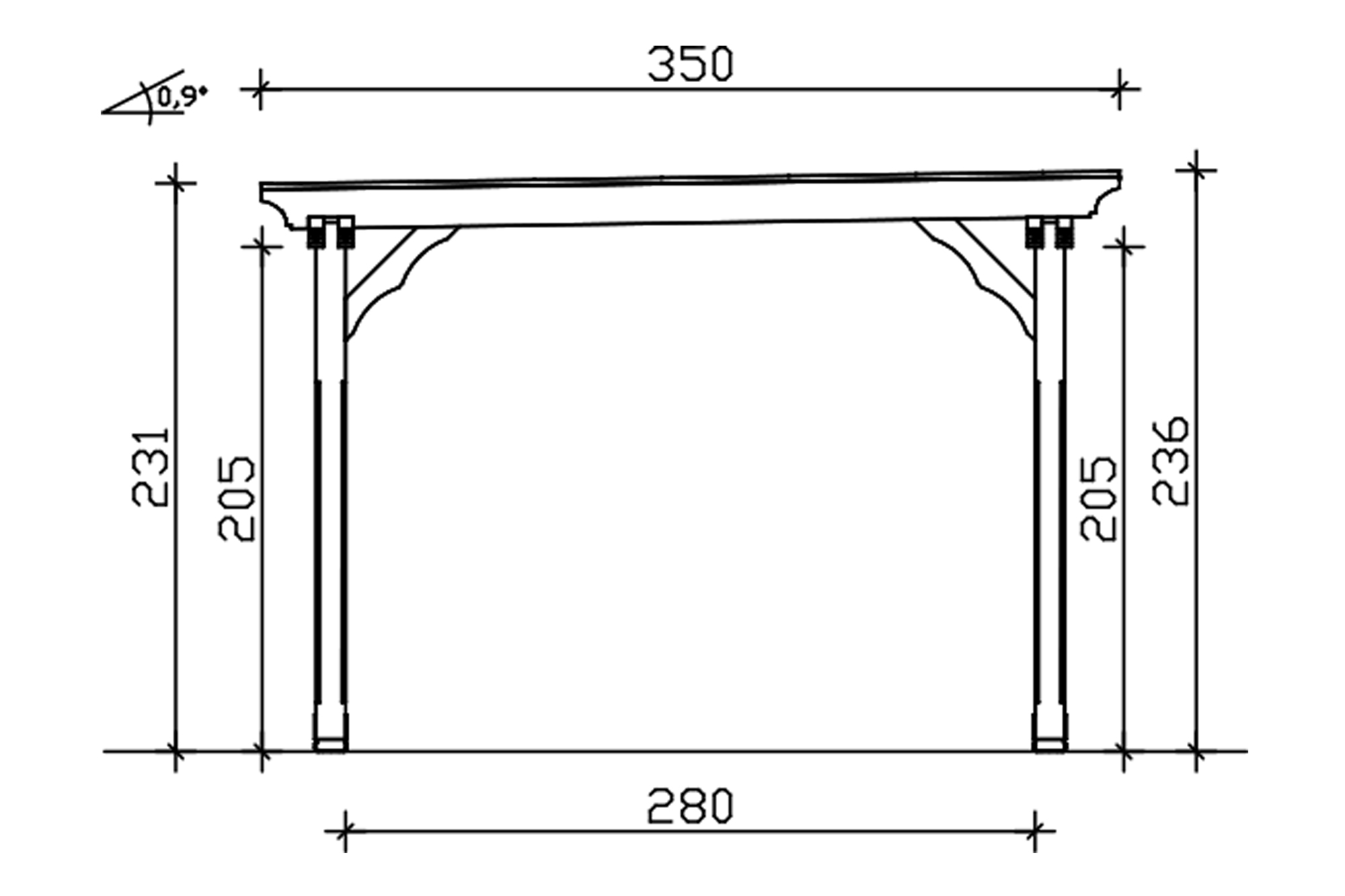 Grafik (Schnitt): Pavillon Marseille 327 x 350 cm