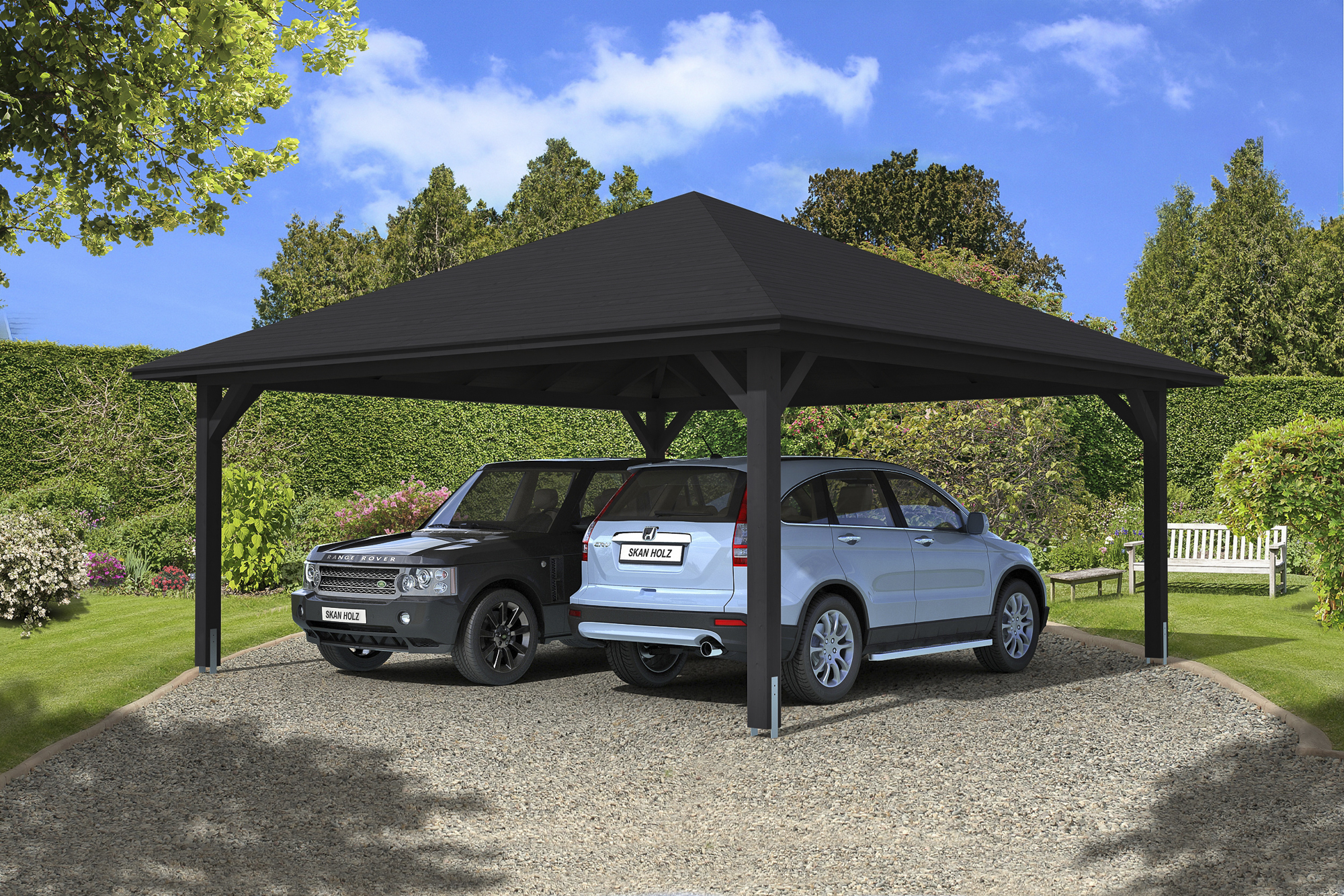 Ambientebild: Carport Taunus Größe 3, farblich behandelt in anthrazit