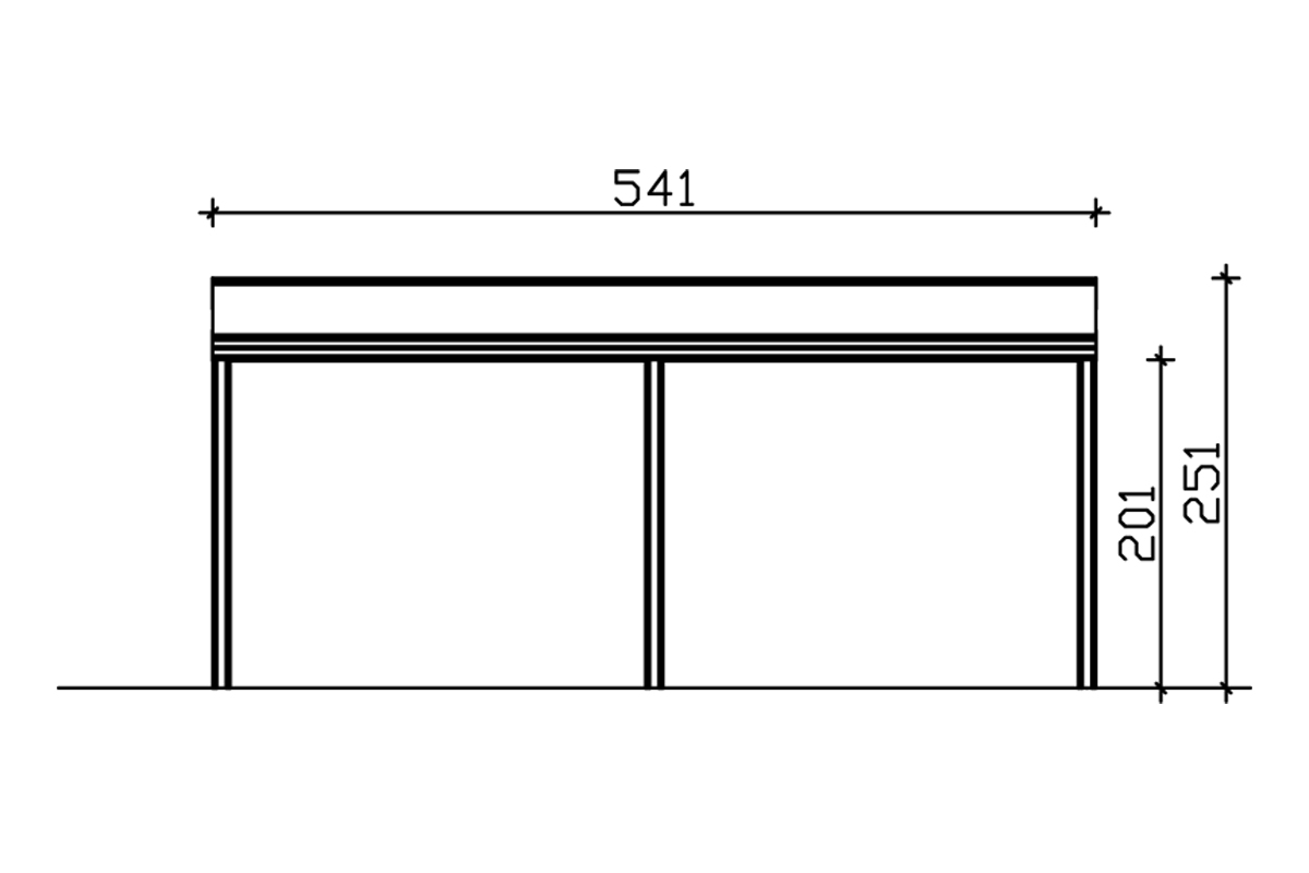 Grafik (Vorderansicht): Terrassenüberdachung Monza 541x257 cm