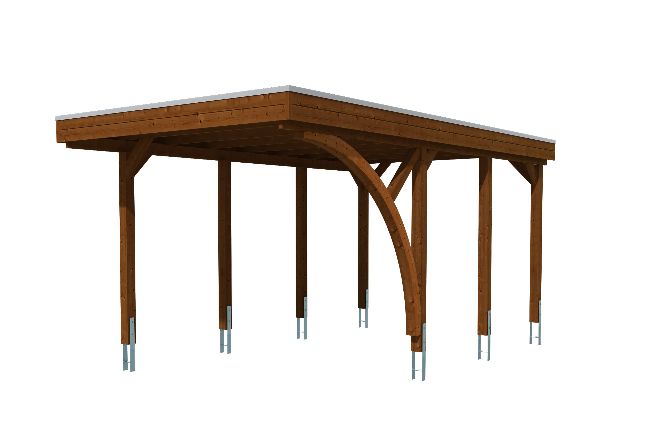 Carport Friesland Set E, 320 x 555 cm, mit einem Einfahrtsbogen, nussbaum