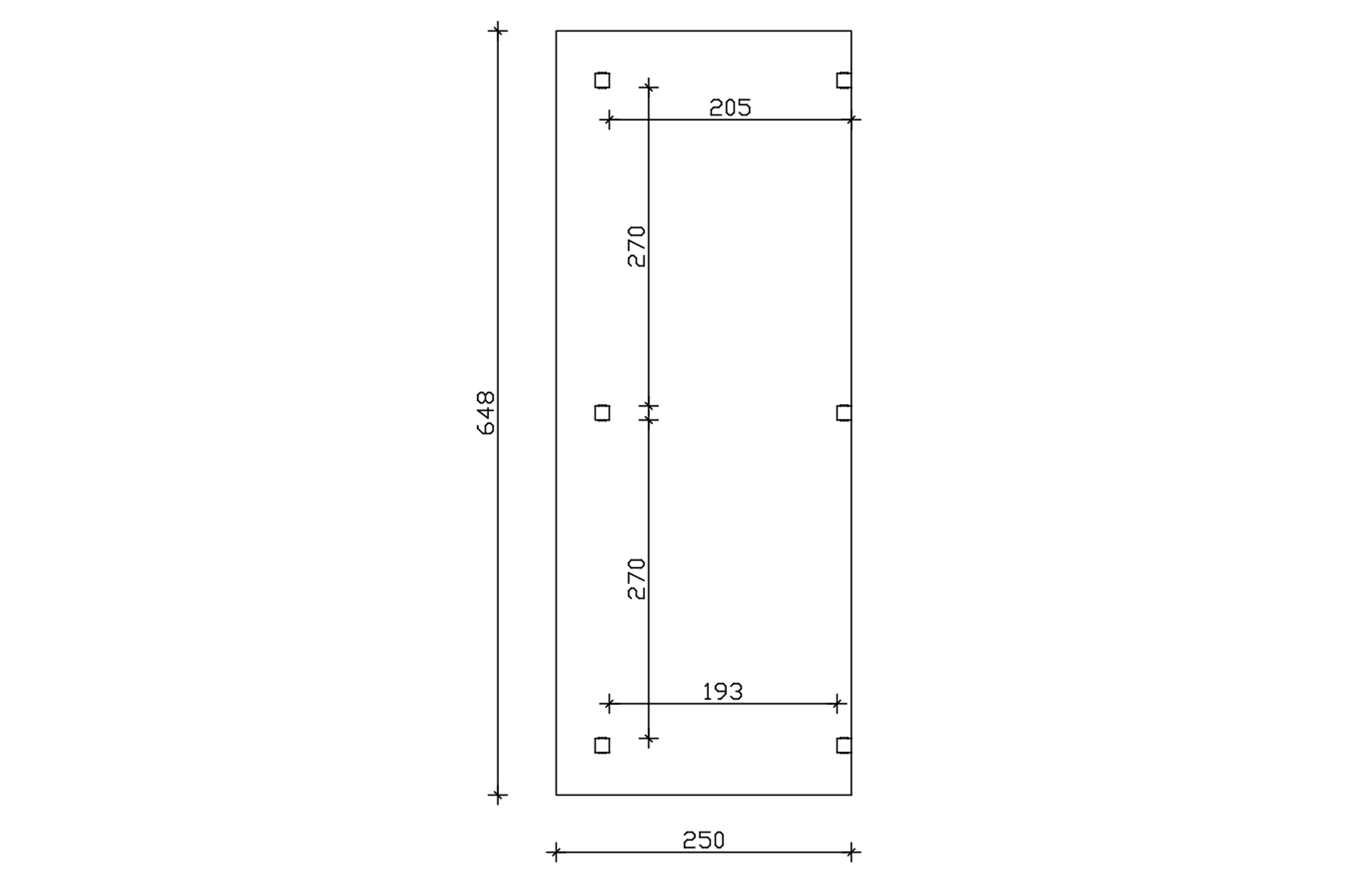 Grafik (Grundriss): Terrassenüberdachung Siena 648x250 cm
