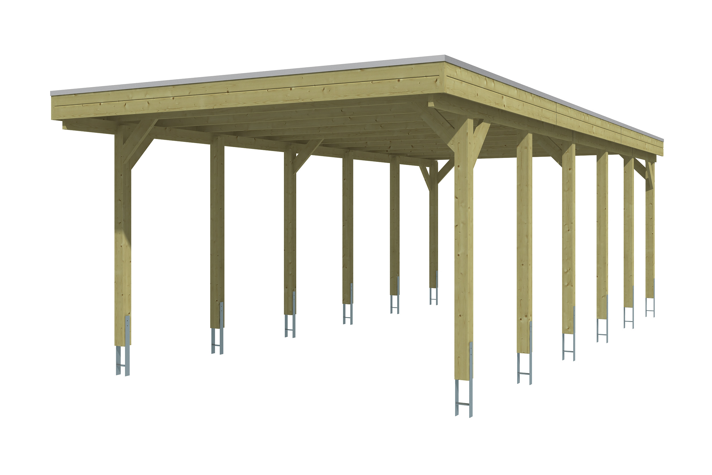 Carport Friesland 402 x 860 cm, met dakplaten, groen geïmpregneerd