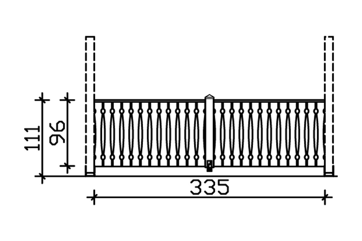 Balustrade panneau ajouré 335 x 96 cm, bois d'épinette, traitement coloré noyer