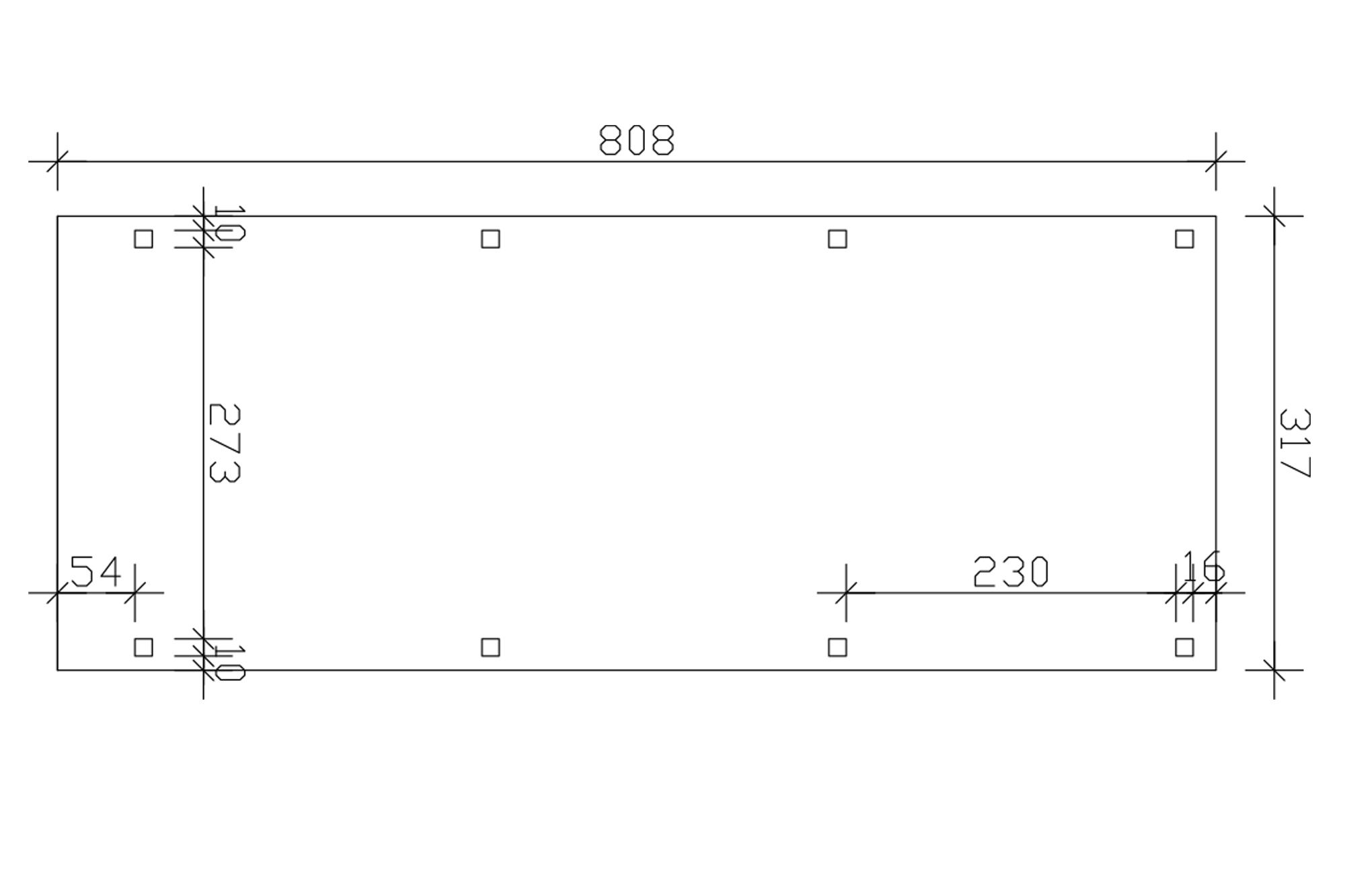 Grafik (Grundriss): Carport Fichtelberg 317 x 808 cm