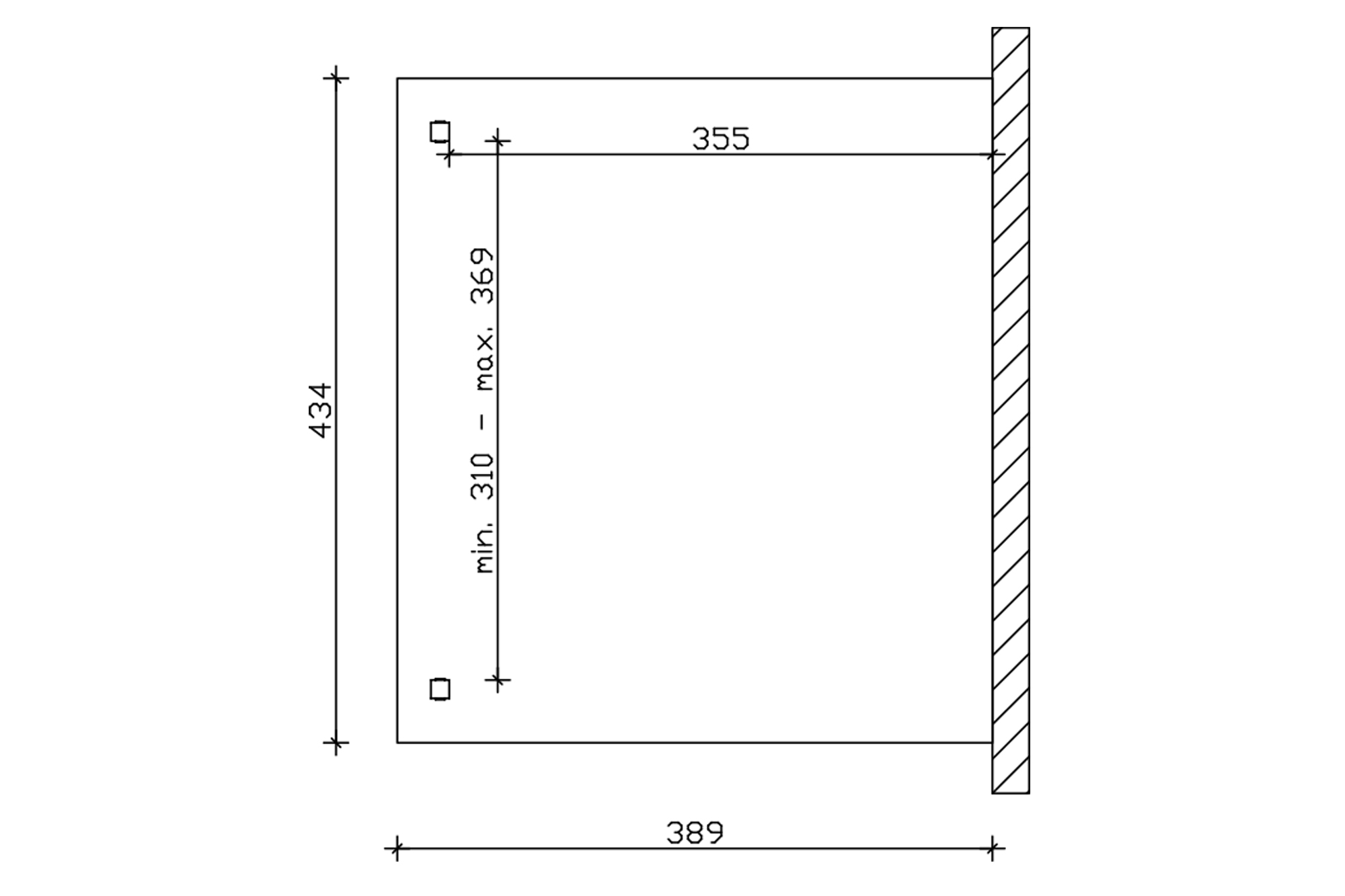 Grafik (Grundriss): Terrassenüberdachung Verona 434x389 cm