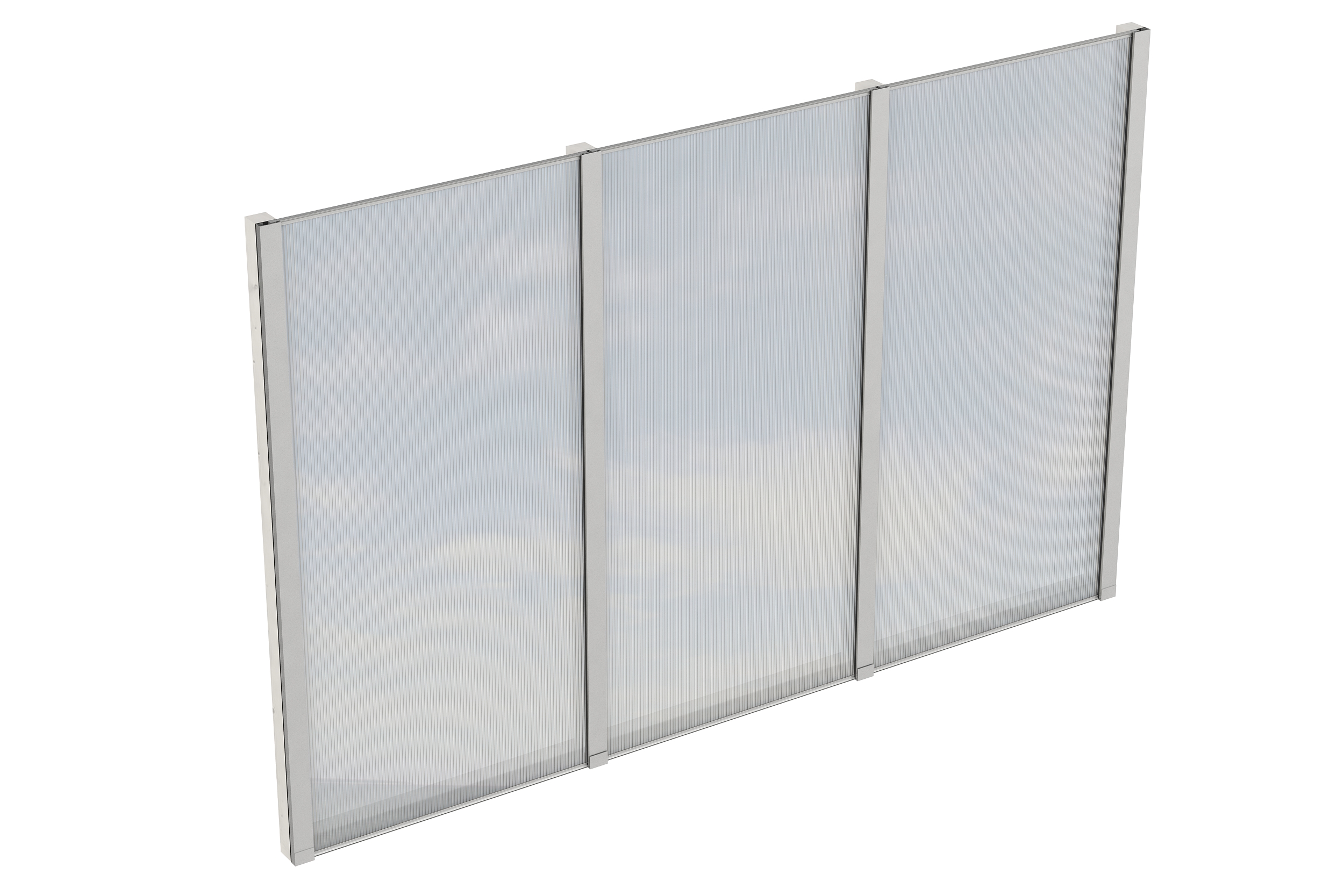 Seitenwand m. Polycarbonatplatten 293 x 200 cm, Fichte, weiß