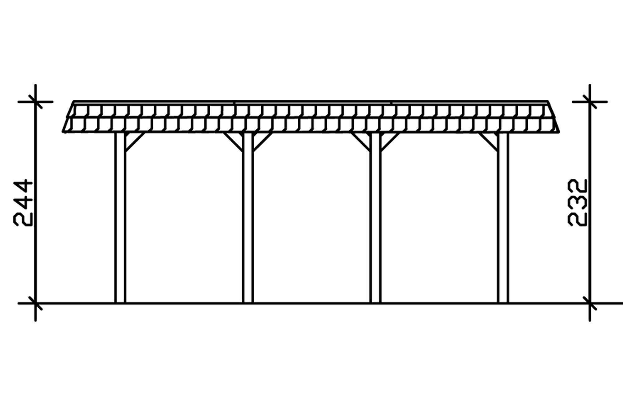 Carport Spreewald 396 x 589 cm mit EPDM-Dach, rote Blende, nussbaum