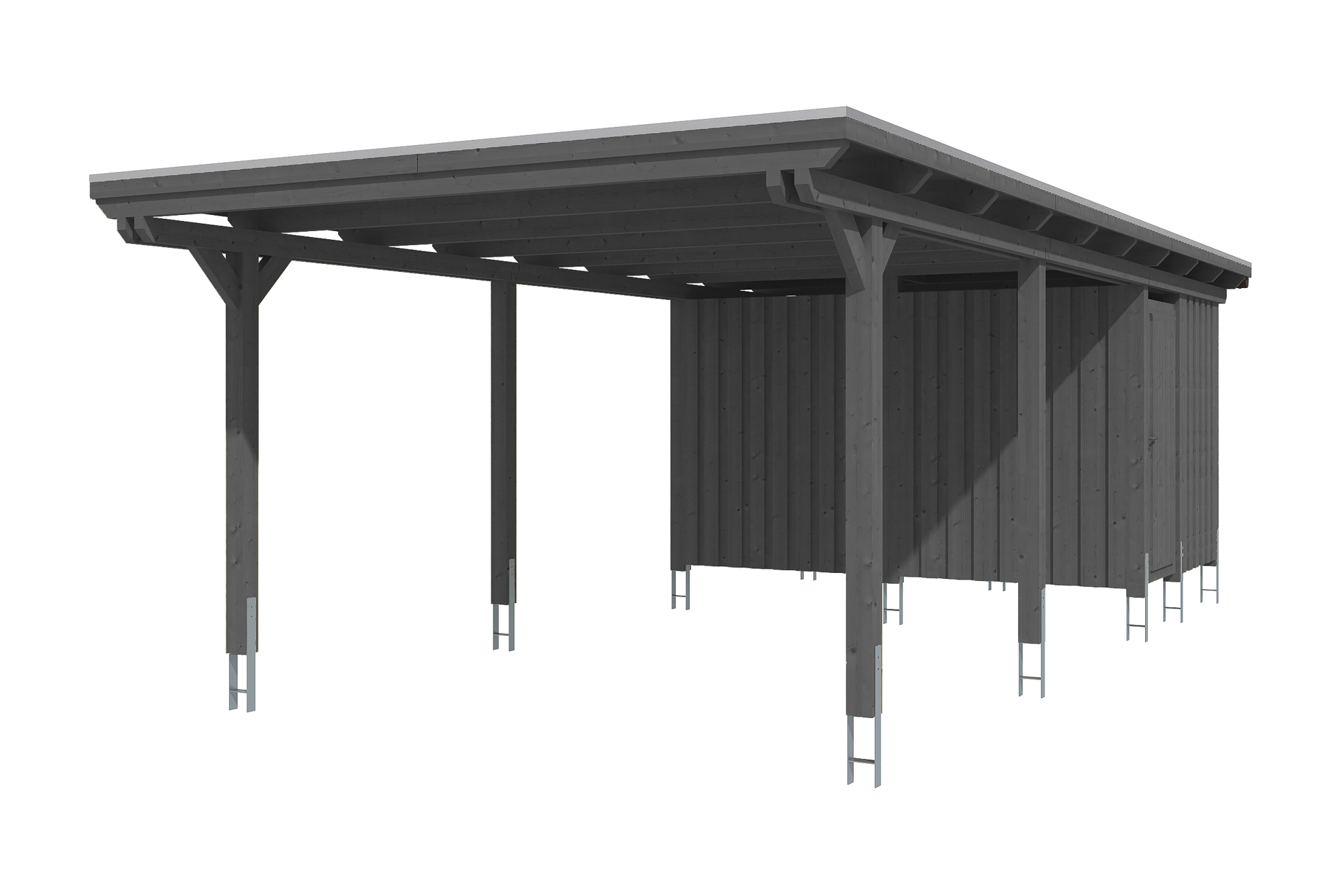 Produktbild: Carport Emsland 404 x 846 cm mit Abstellraum, farblich behandelt in schiefergrau