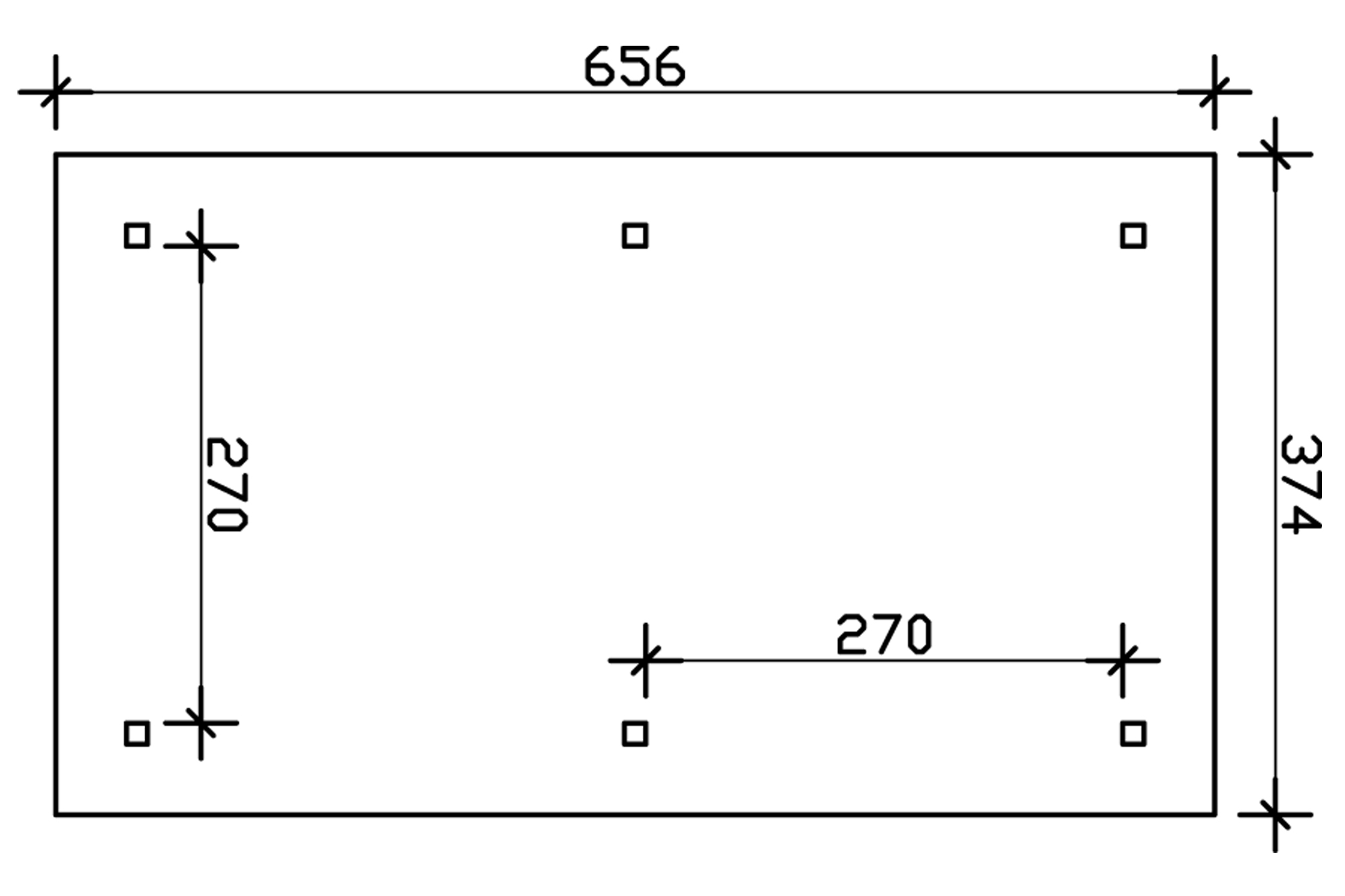 Grafik (Grundriss): Carport Taunus 374 x 656 cm