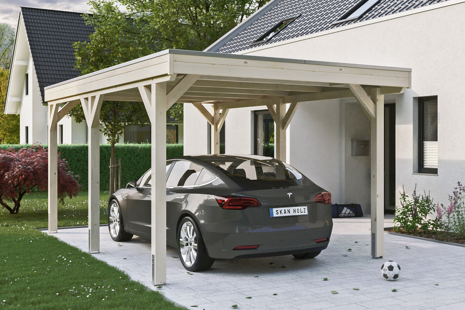 Carport Grunewald 321 x 554 cm mit Aluminiumdach, natur