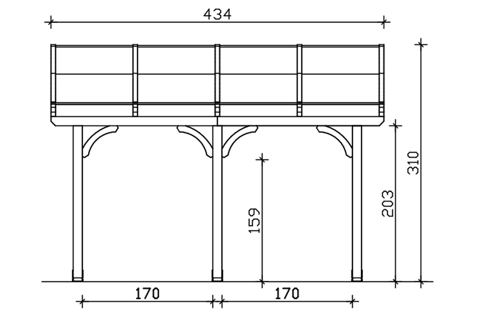 Terrace roof Venezia 434 x 389 cm, glulam, white